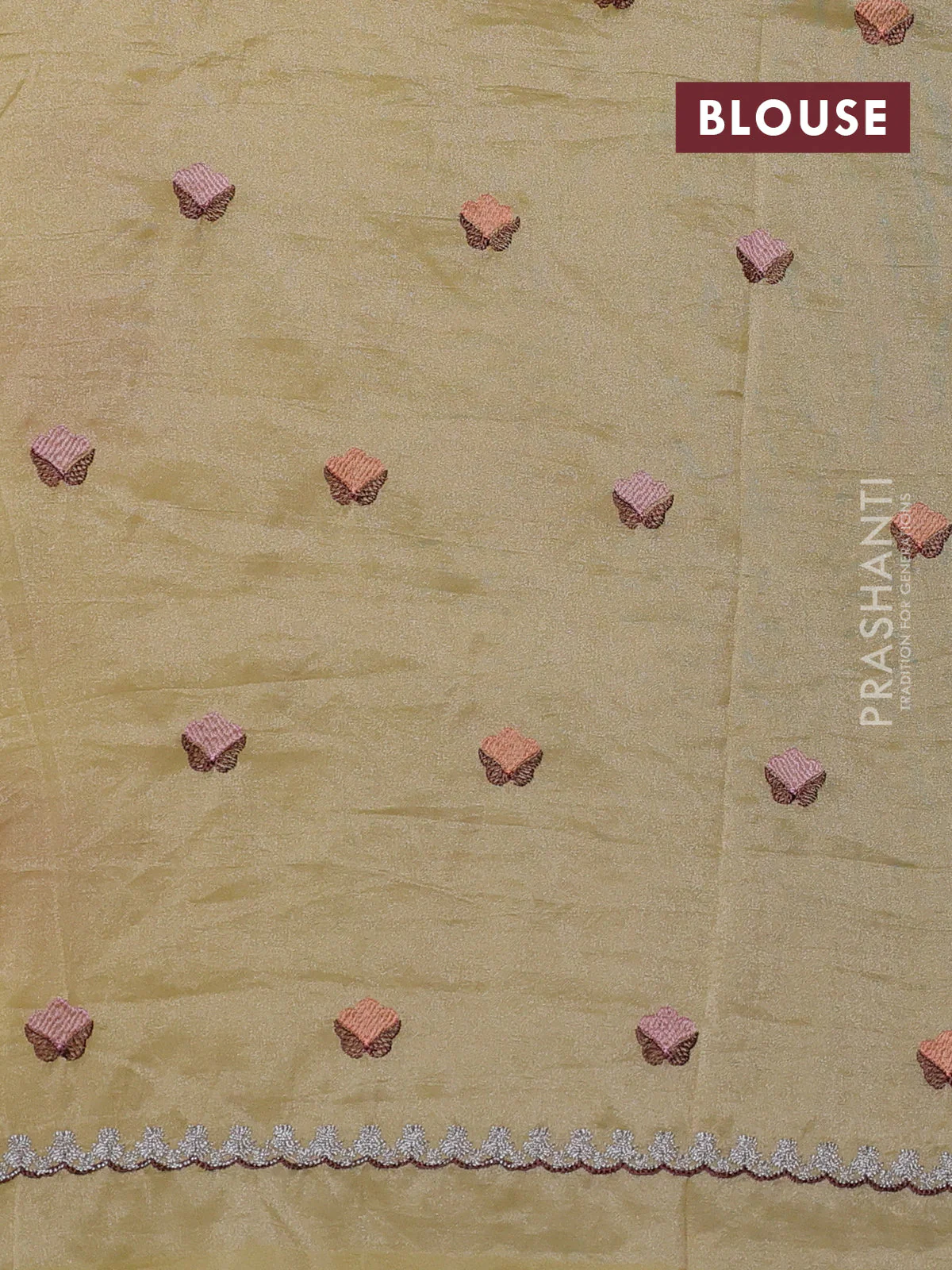 Tissue organza saree sandal with floral embroidery work - Image 3