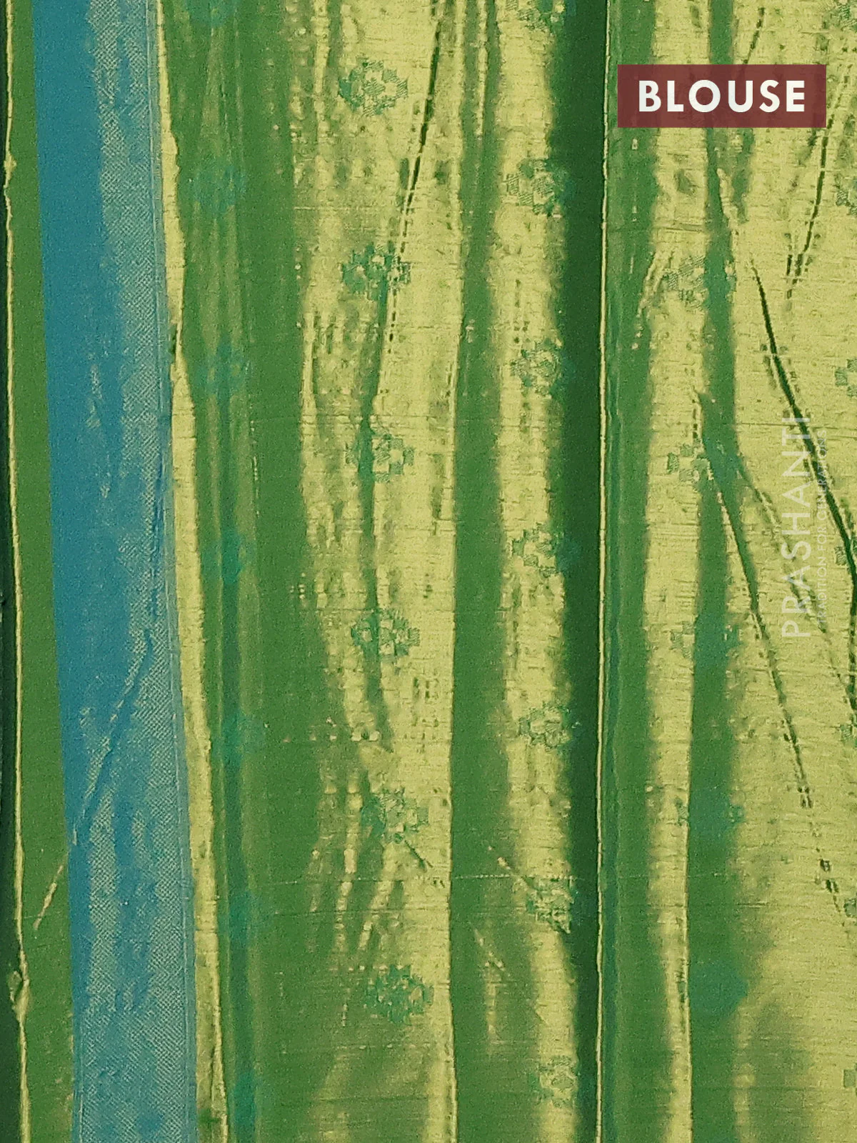 Tissue paithani saree dual shade of teal blue and green with allover ikat thread weaves and paithani style border - Image 3