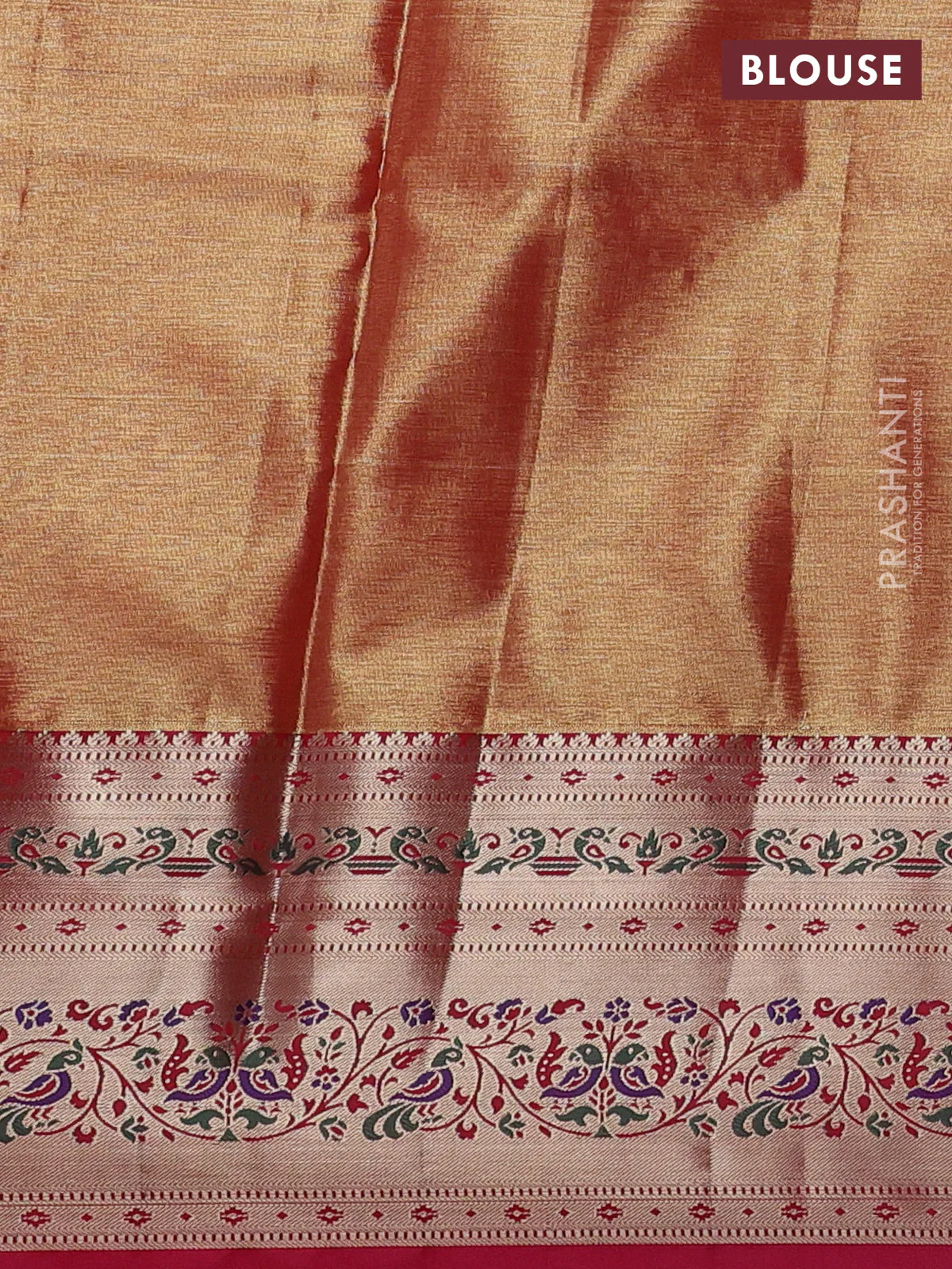 Tissue paithani silk saree green and pink with allover silver zari woven brocade weaves and zari woven paithani style border - Image 3