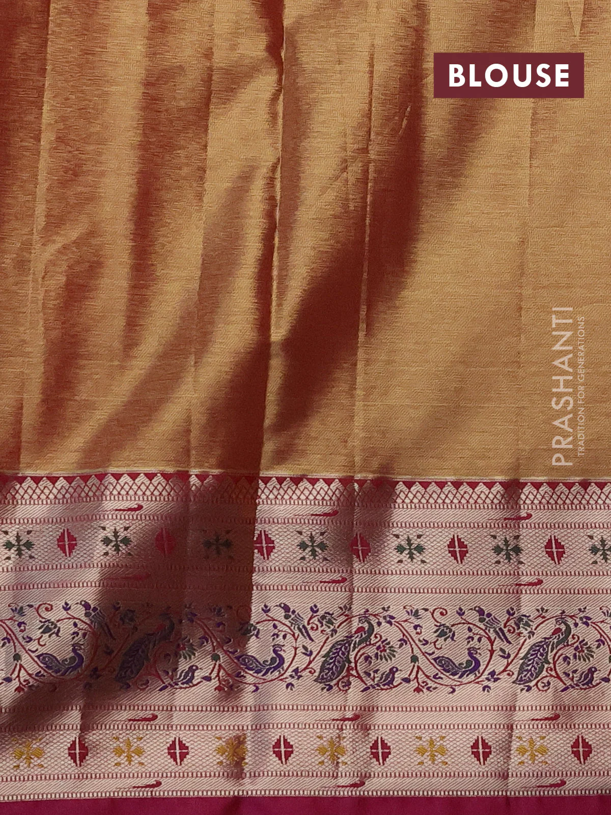 Tissue paithani silk saree lavender shade and pink with allover silver zari woven brocade weaves and zari woven paithani style border - Image 3