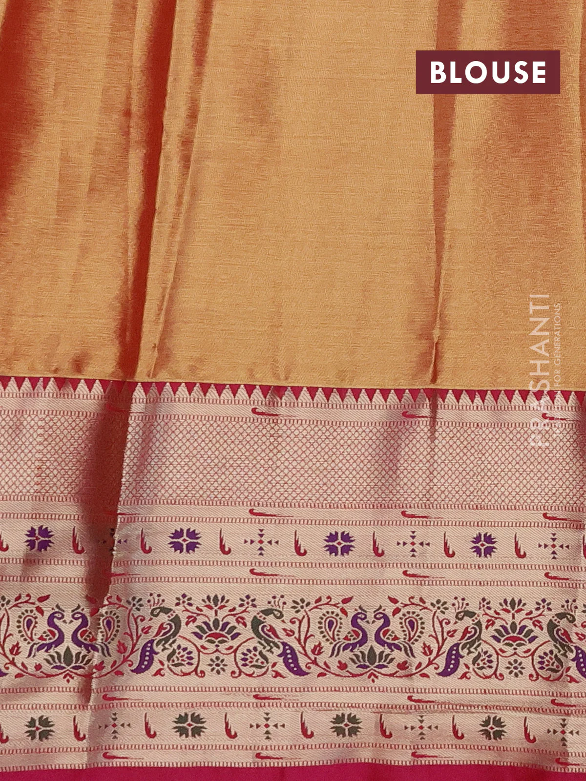 Tissue paithani silk saree light green and pink with allover silver zari woven brocade weaves and long zari woven paithani style border - Image 3