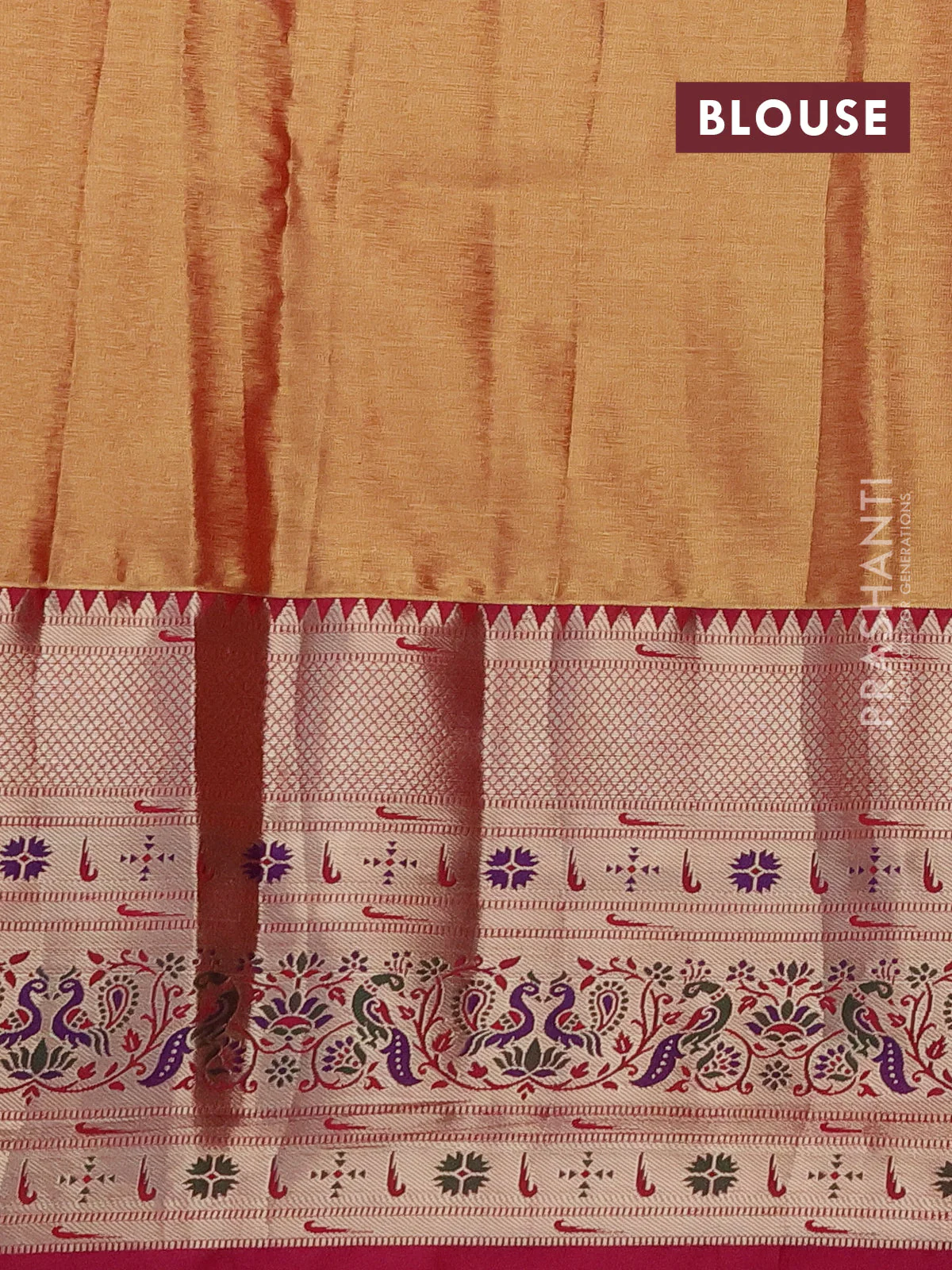 Tissue paithani silk saree light green and pink with allover silver zari woven brocade weaves and long zari woven paithani style border - Image 3