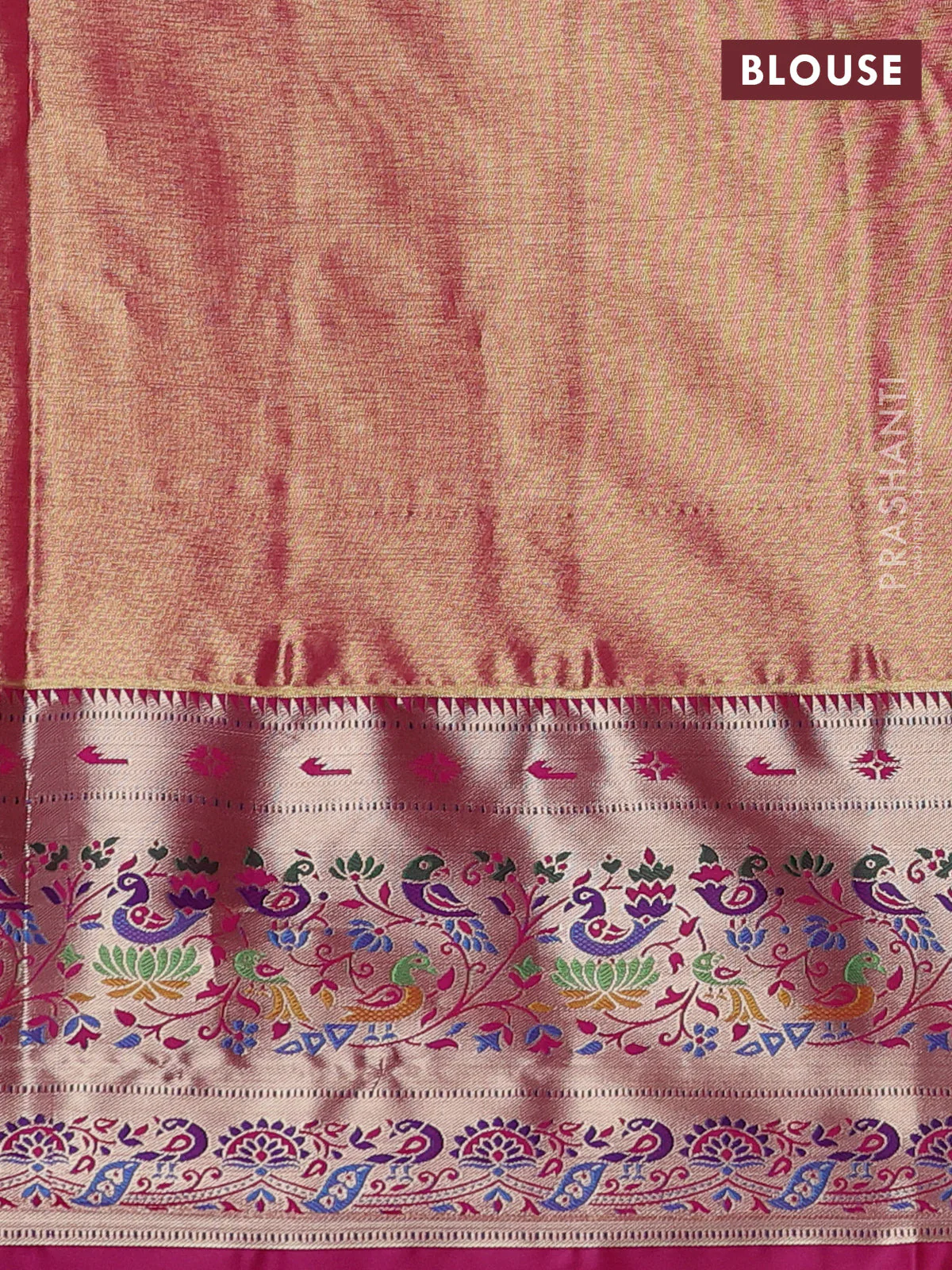 Tissue paithani silk saree light green and pink with allover silver zari woven brocade weaves and zari woven paithani style border - Image 3