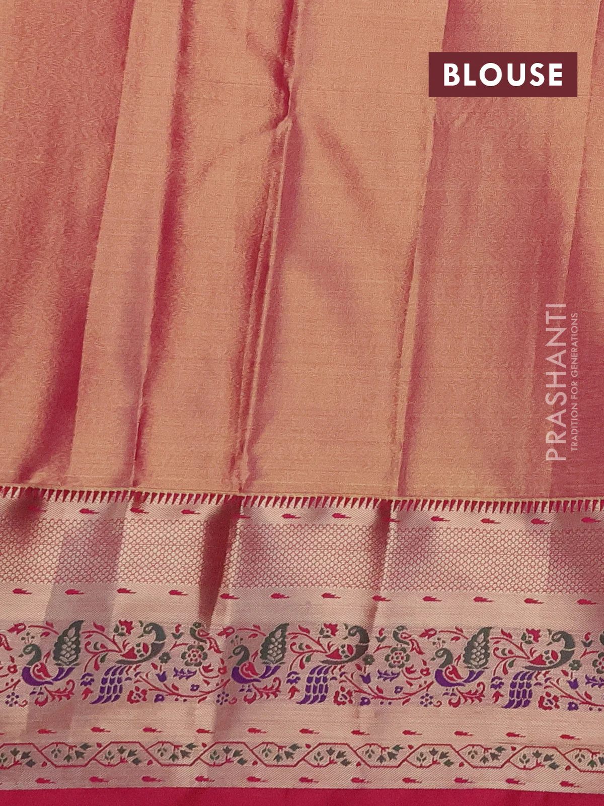 Tissue paithani silk saree mild lavender and pink with allover silver zari woven brocade weaves and zari woven paithani style border - Image 3