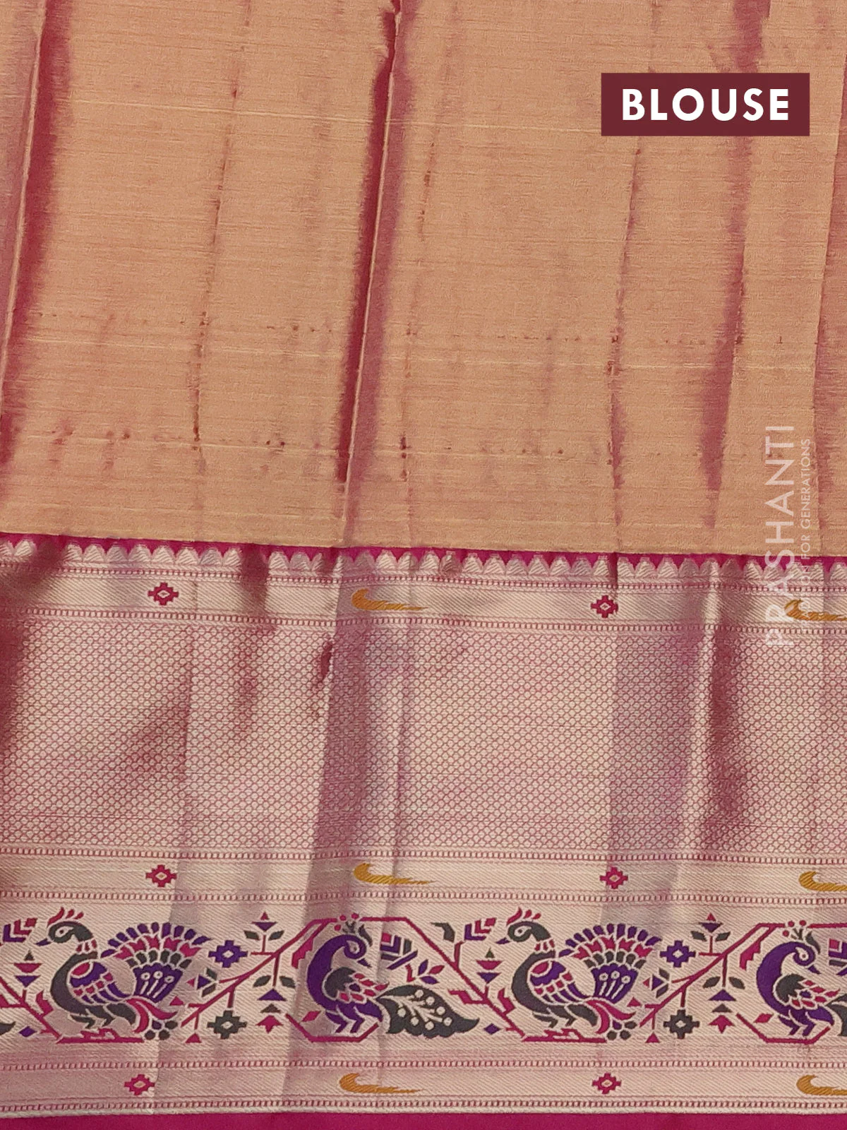 Tissue paithani silk saree pastel green and pink with allover silver zari woven brocade weaves and long zari woven paithani style border - Image 3
