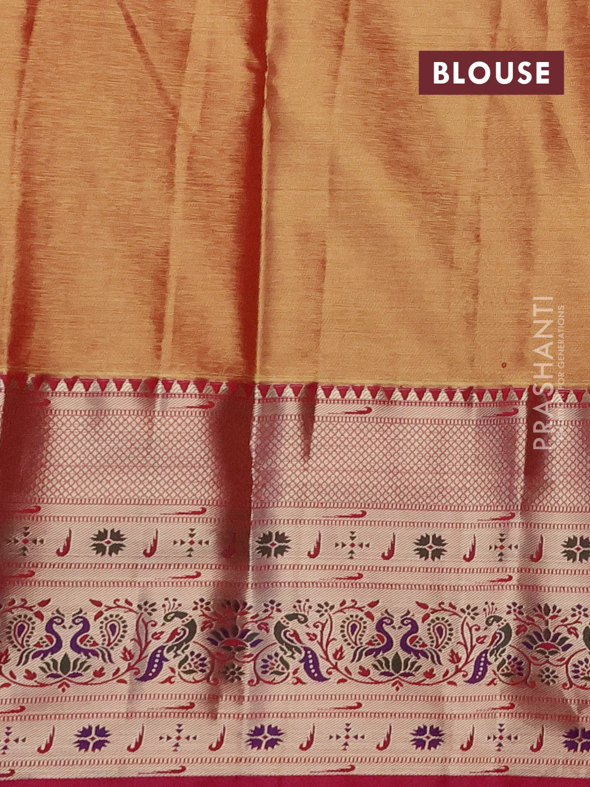 Tissue paithani silk saree teal shade and pink with allover silver zari woven brocade weaves and zari woven paithani style border - Image 3