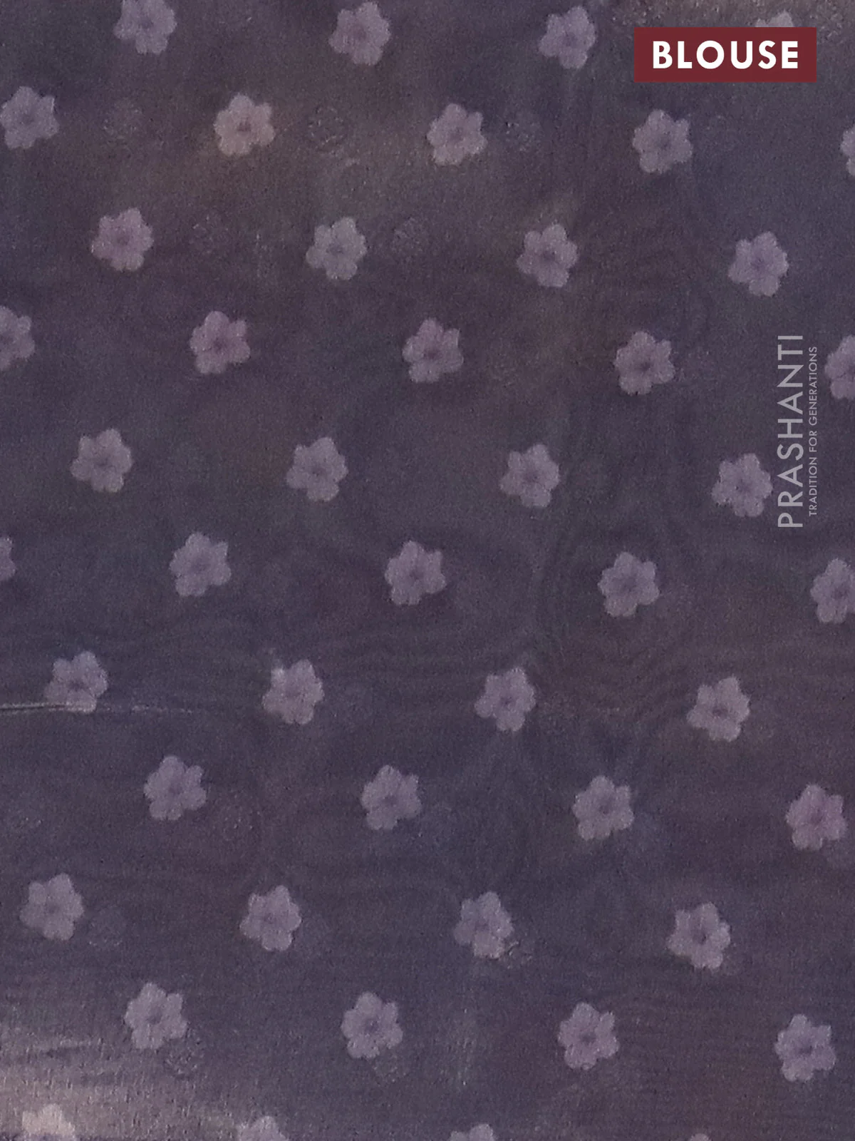 Tissue saree beige and grey shade with allover zari weaves and floral digital printed border - Image 4