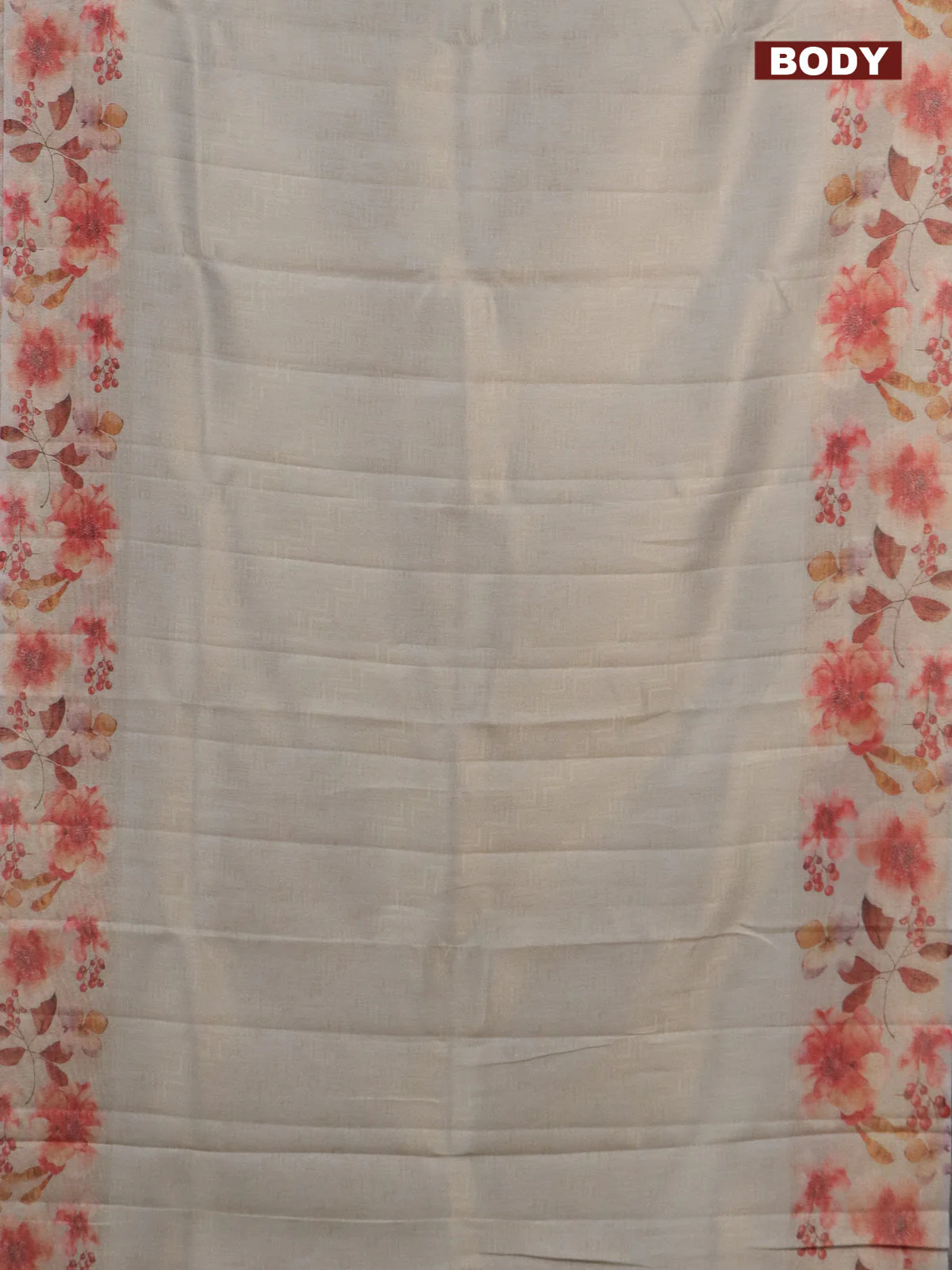 Tissue saree beige and pastel grey with allover zari weaves and floral digital printed border - Image 2
