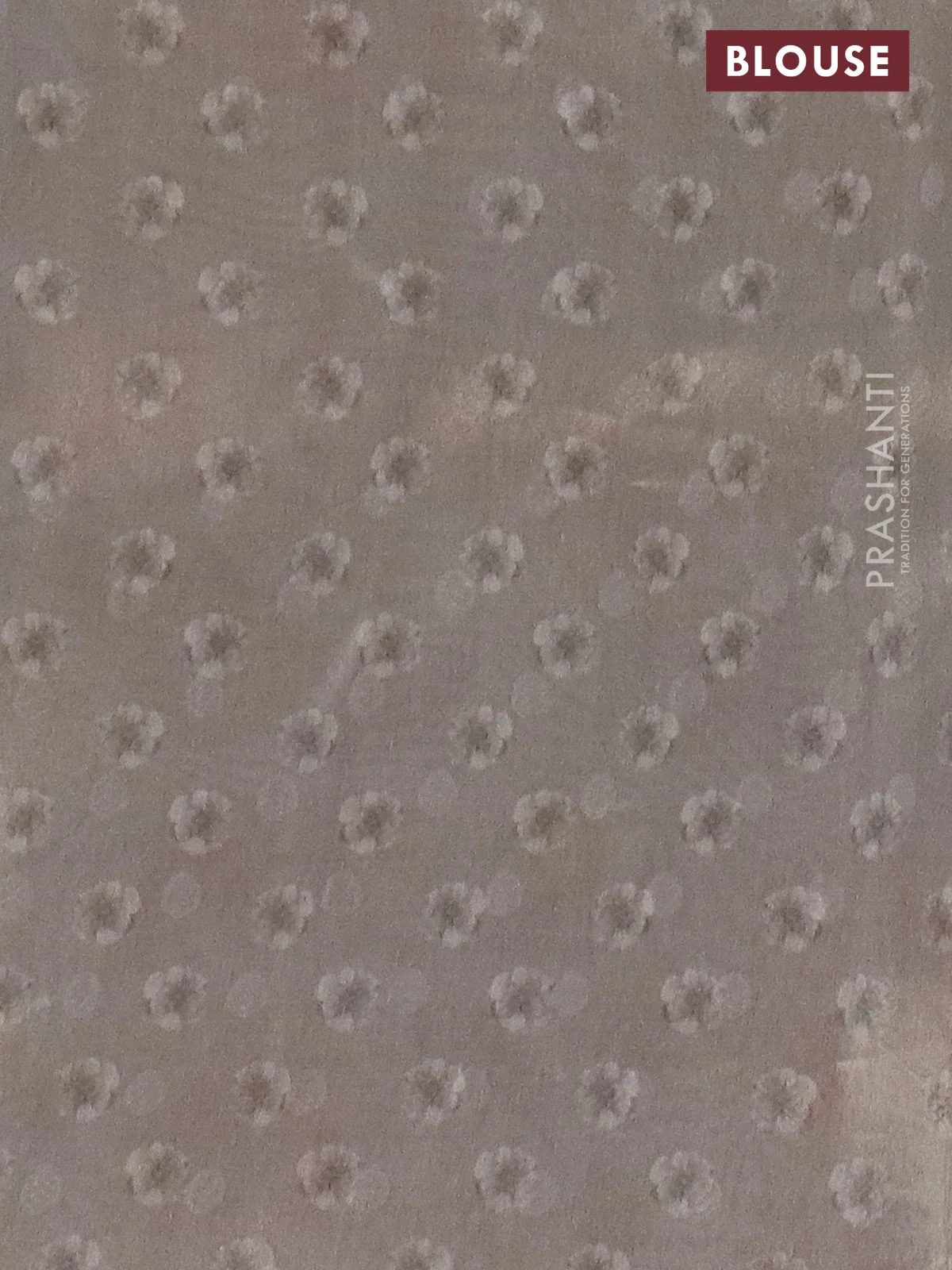 Tissue saree beige and pastel grey with allover zari weaves and floral digital printed border - Image 4