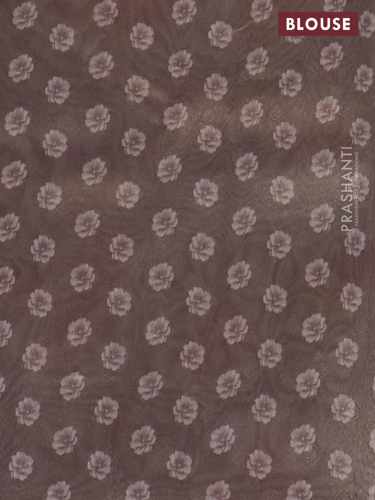 Tissue saree beige with allover zari weaves and floral digital printed border - Image 4