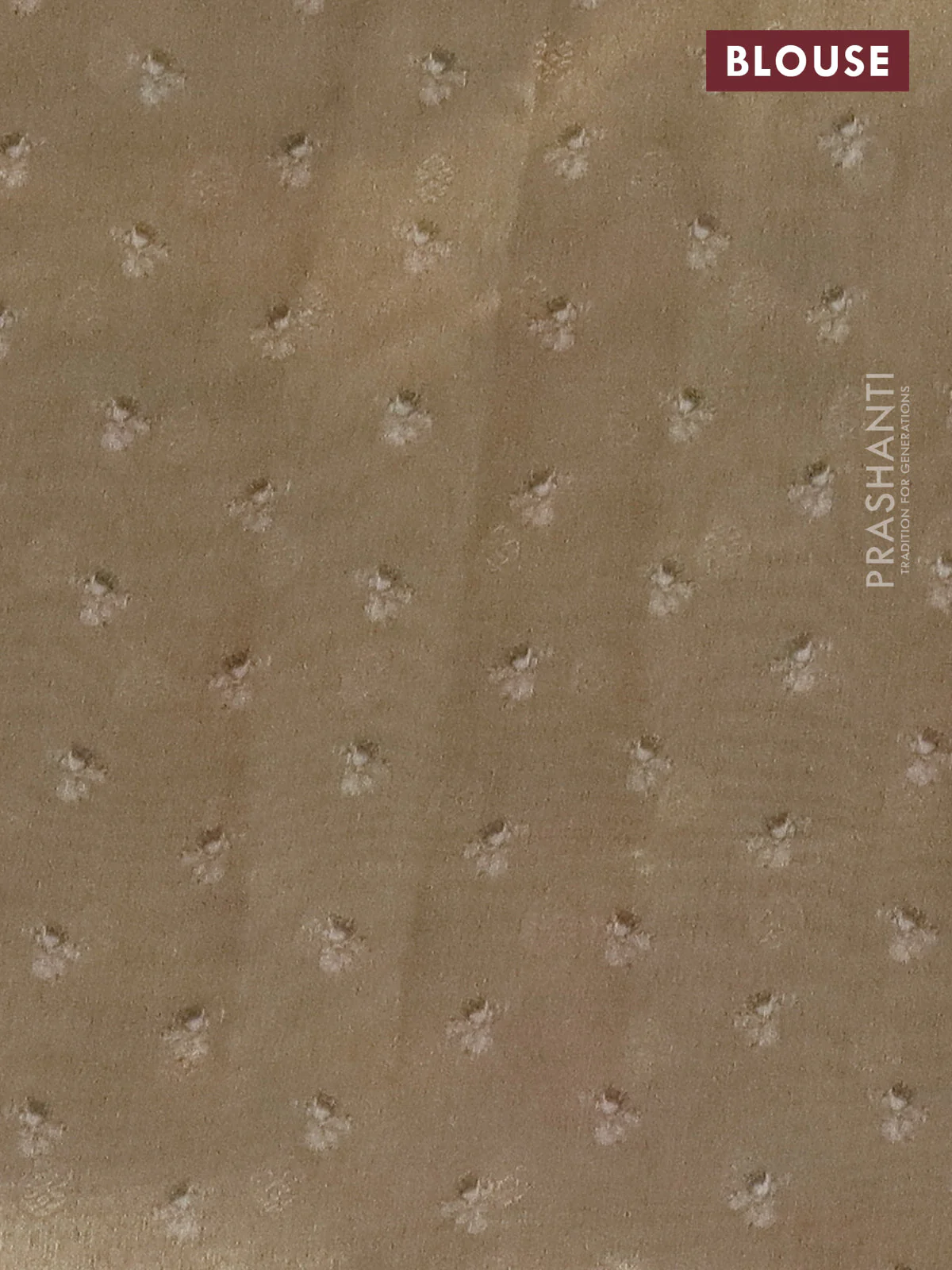 Tissue saree beige with allover zari weaves and floral digital printed border - Image 4