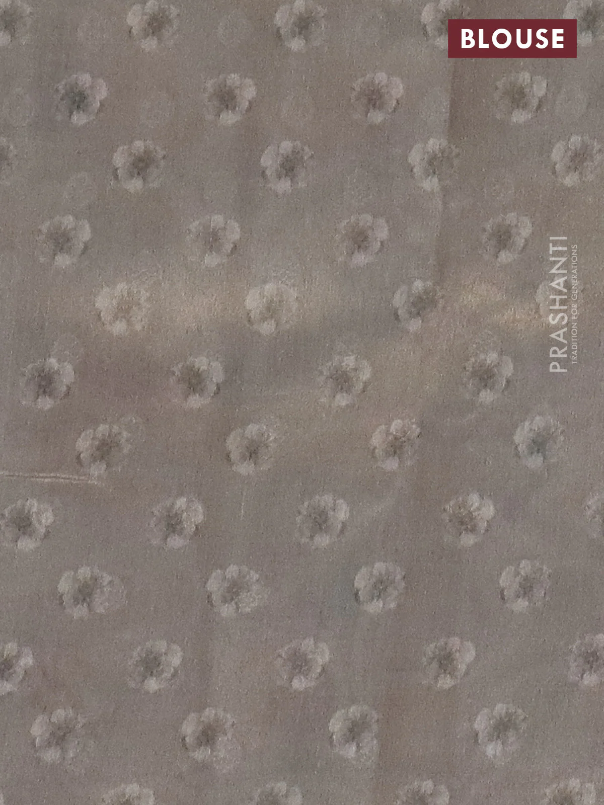 Tissue saree beige with allover zari weaves and floral digital printed border - Image 4