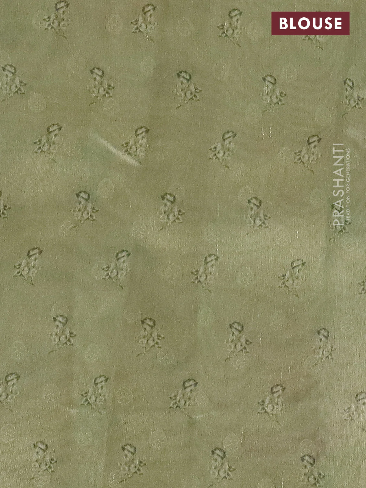 Tissue saree cream and pastel green with allover zari weaves and digital printed border - Image 4