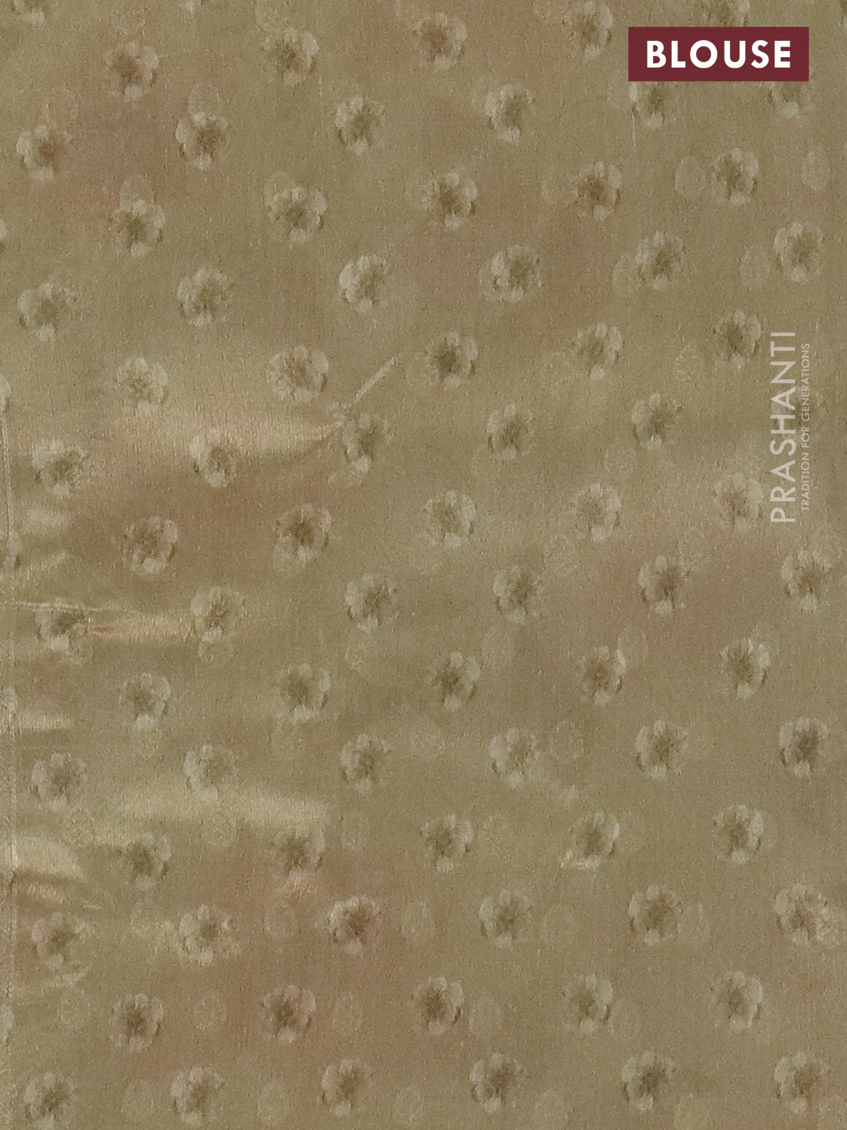 Tissue saree cream with allover zari weaves and floral digital printed border - Image 4