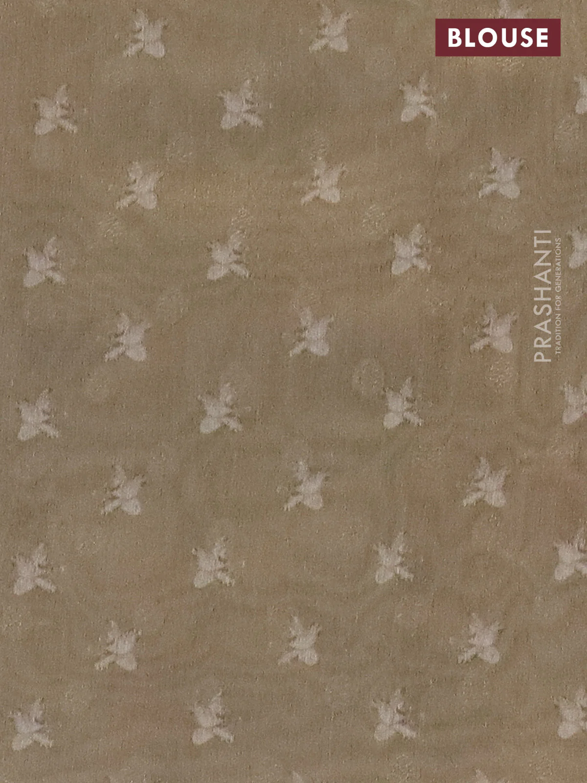 Tissue saree dark beige with allover zari weaves and floral digital printed border - Image 4
