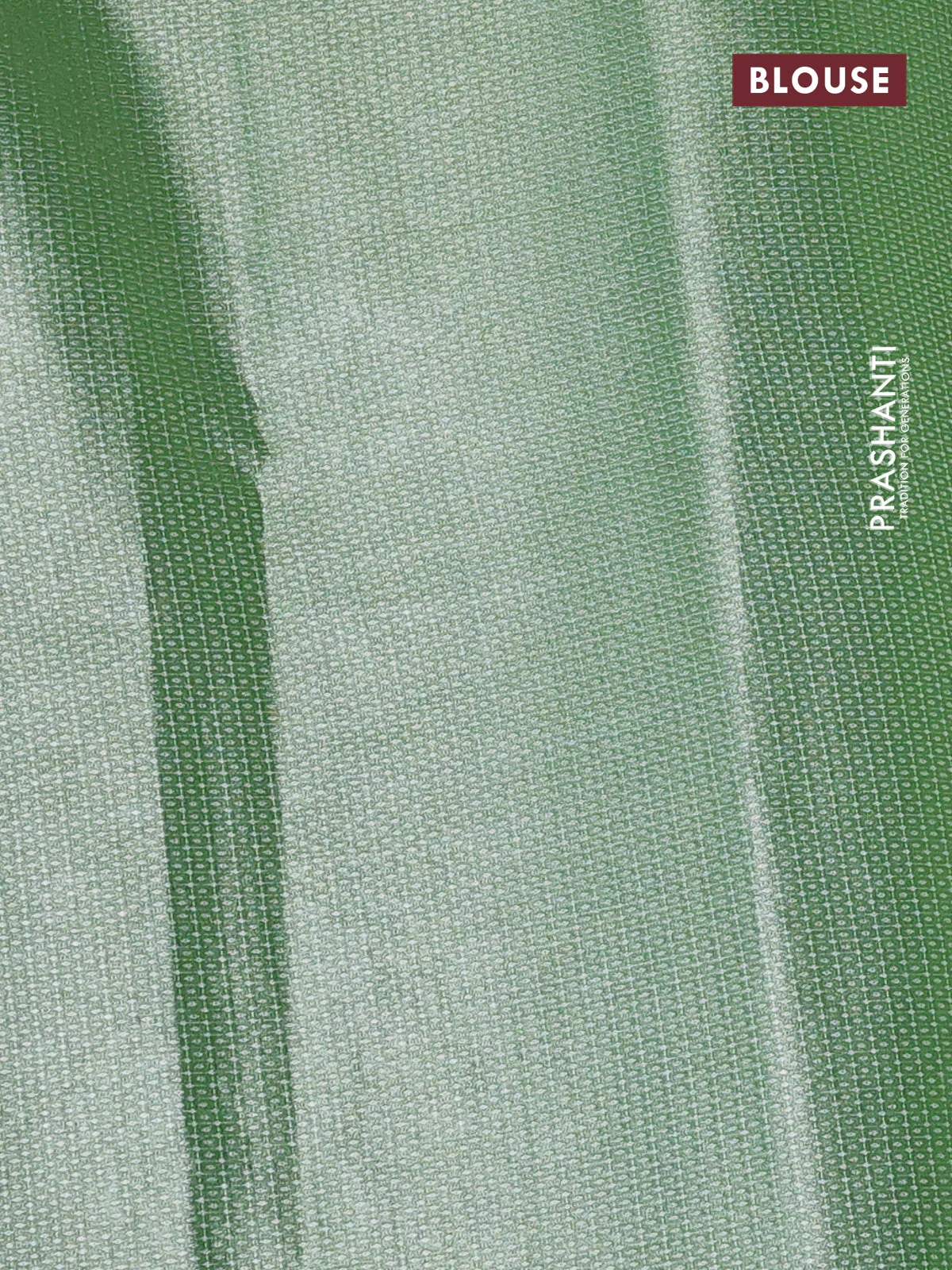 Tissue saree green with embroidery work buttas and temple design zari border - Image 3