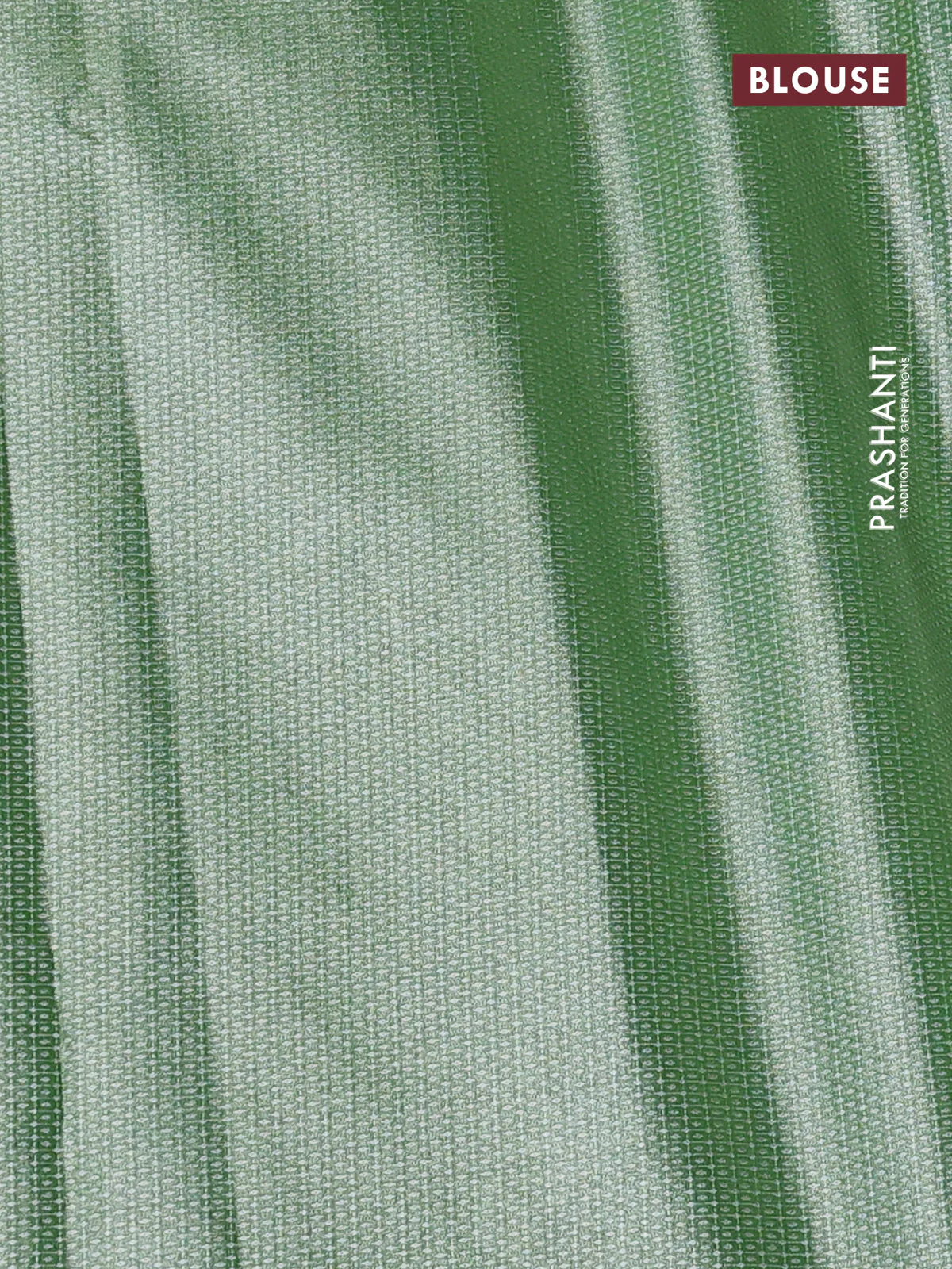 Tissue saree green with embroidery work buttas and temple design zari border - Image 3