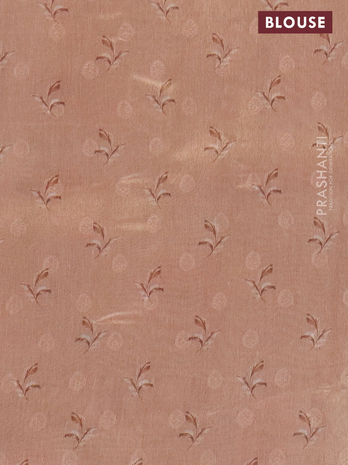 Tissue saree grey and peach orange with allover zari weaves and floral digital printed border - Image 4