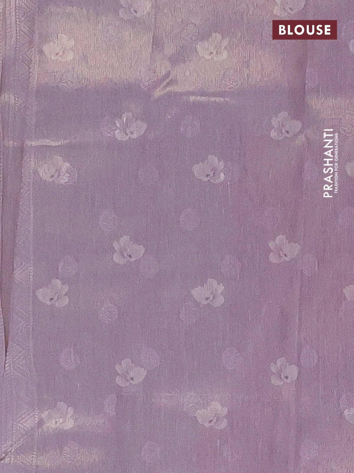Tissue saree grey shade and lavender with allover zari weaves and floral digital printed border - Image 4