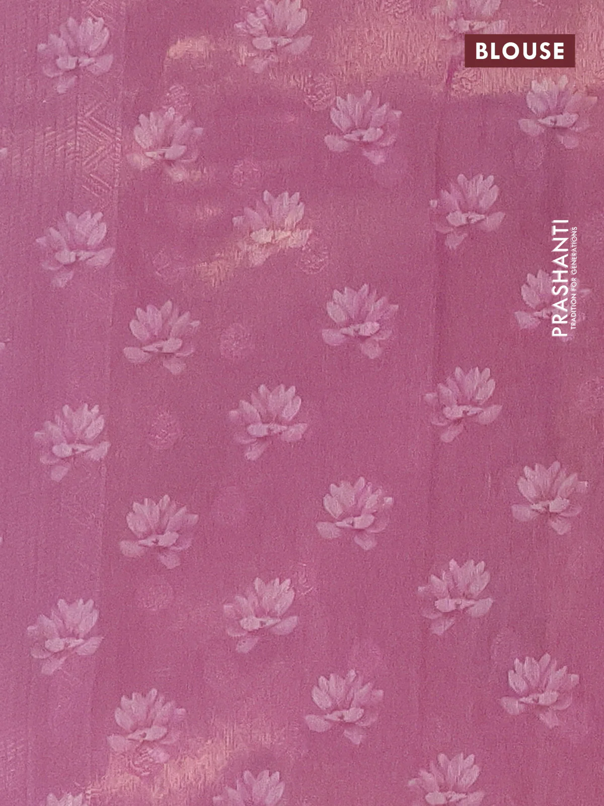 Tissue saree light pink with allover zari weaves and floral digital printed border - Image 4