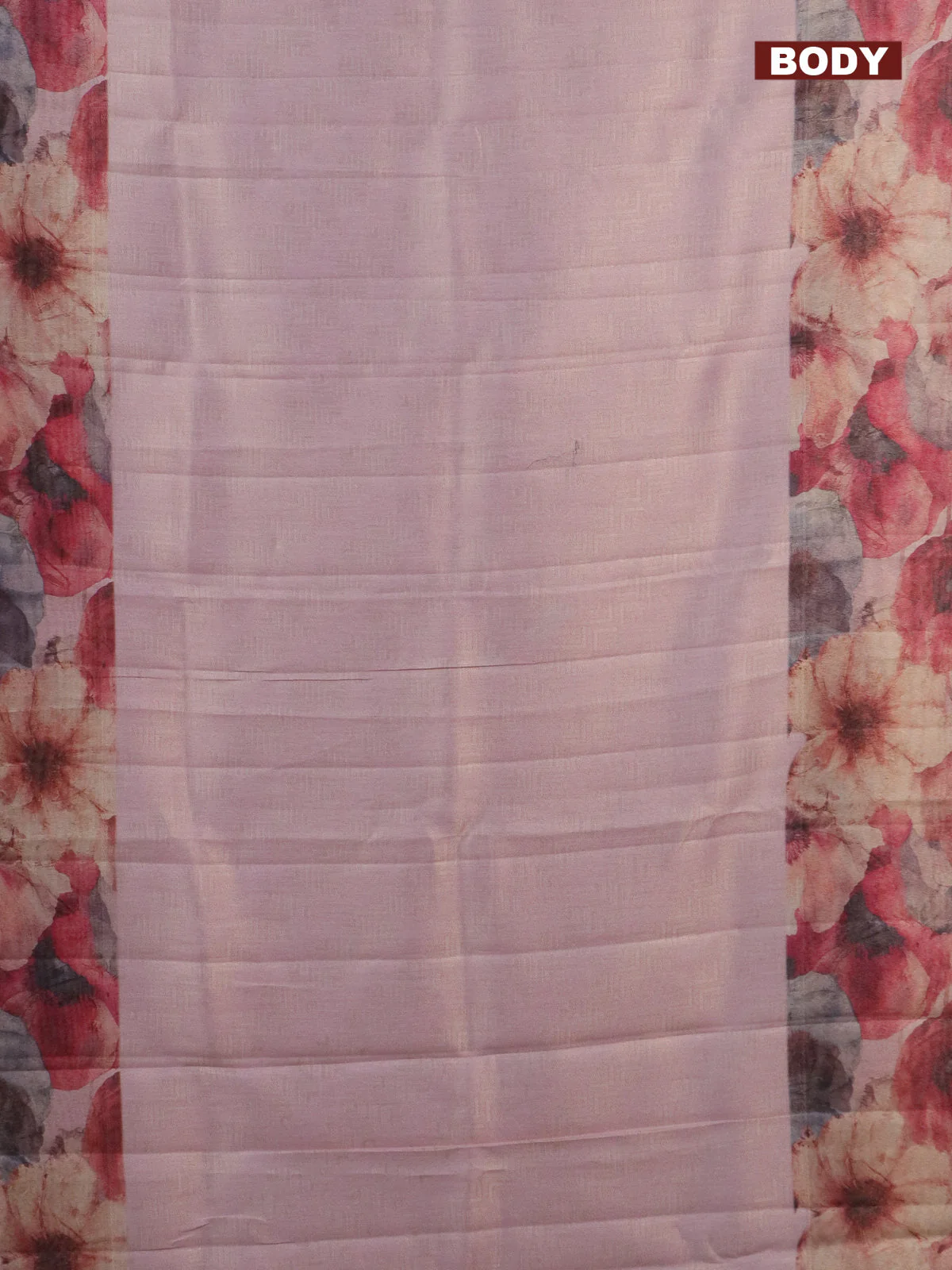 Tissue saree light pink with allover zari weaves and floral digital printed border - Image 2