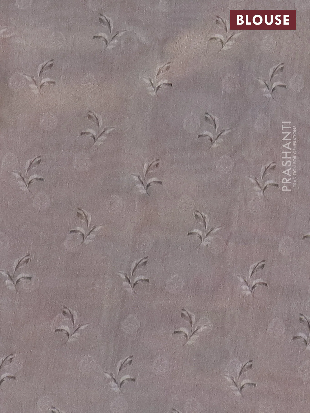Tissue saree mild lavender and grey with allover zari weaves and floral digital printed border - Image 4