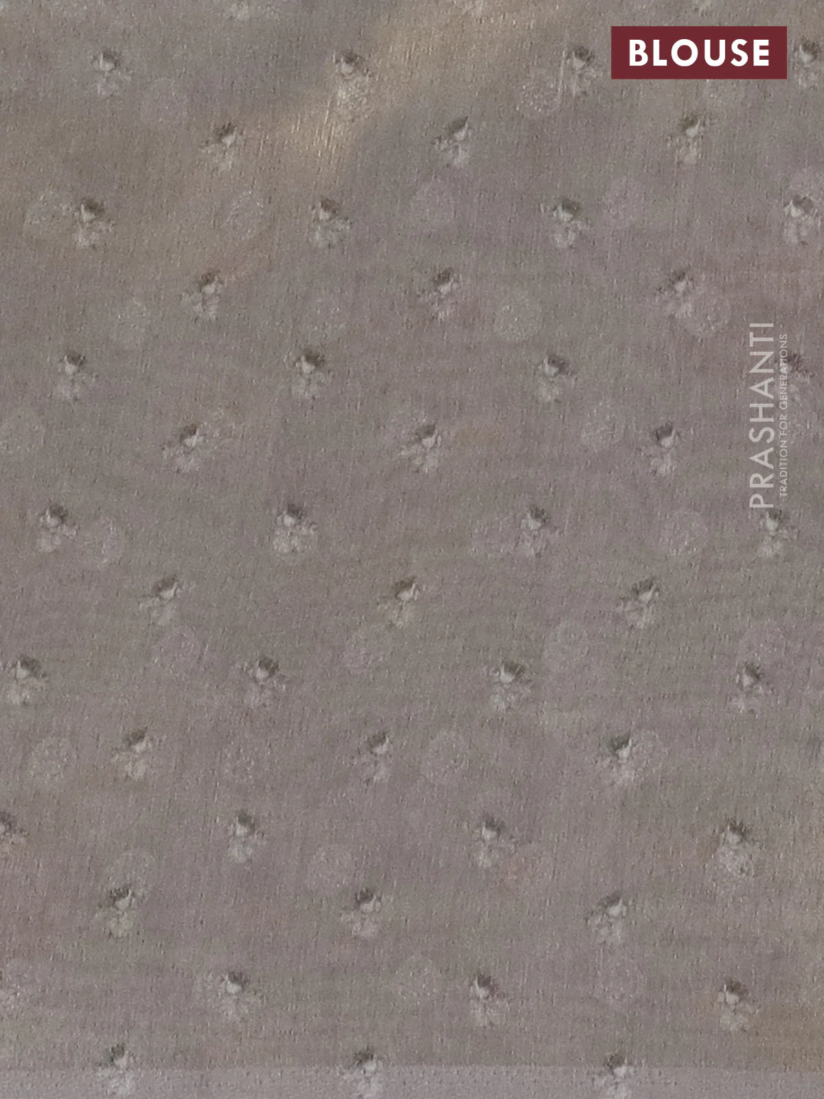 Tissue saree mild lavender and grey with allover zari weaves and floral digital printed border - Image 4