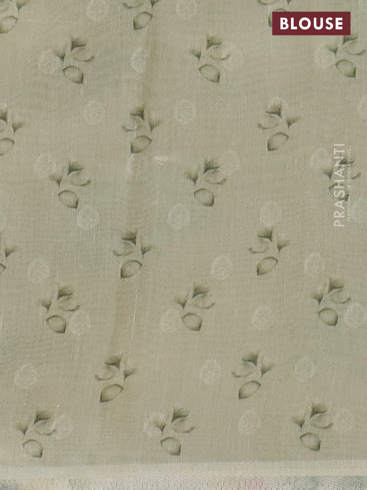 Tissue saree mild pista green with allover zari weaves and floral digital printed border - Image 4