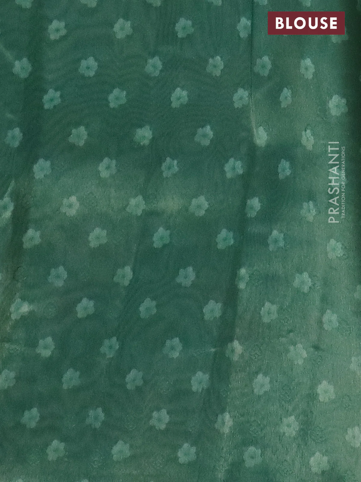 Tissue saree pastel green and green with allover zari weaves and floral digital printed border - Image 4