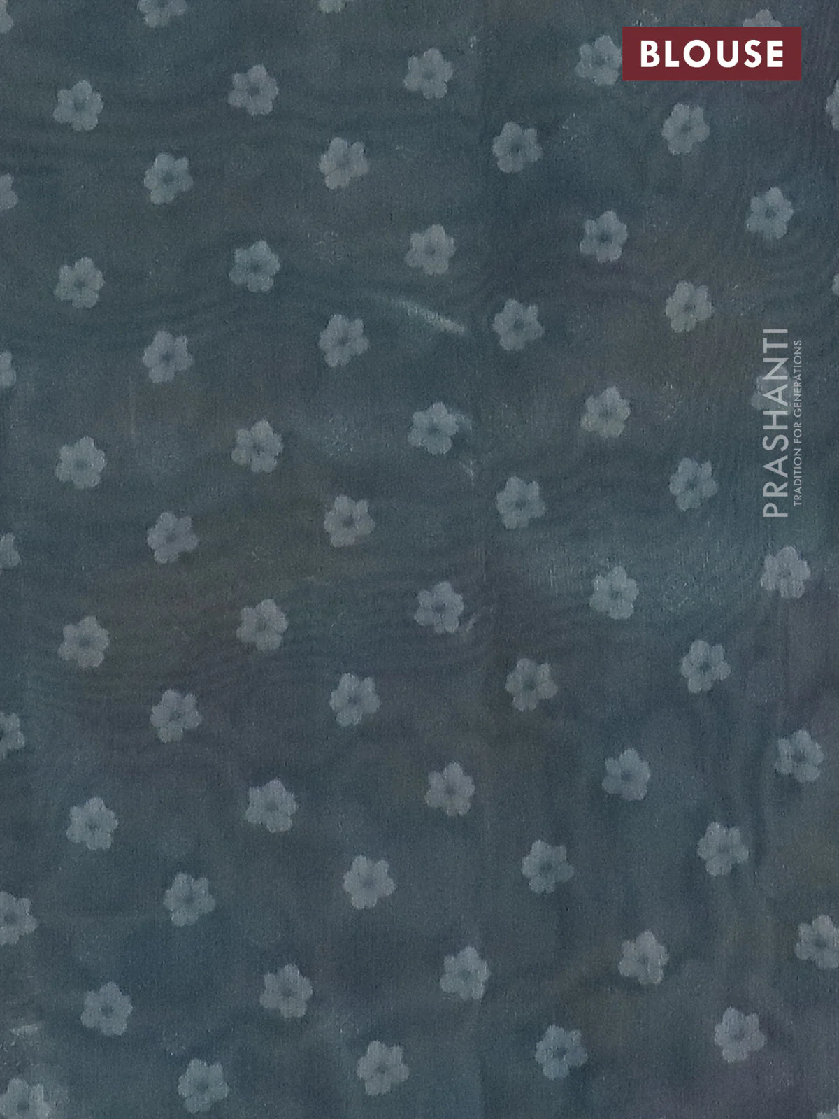 Tissue saree pastel green and grey with allover zari weaves and floral digital printed border - Image 4