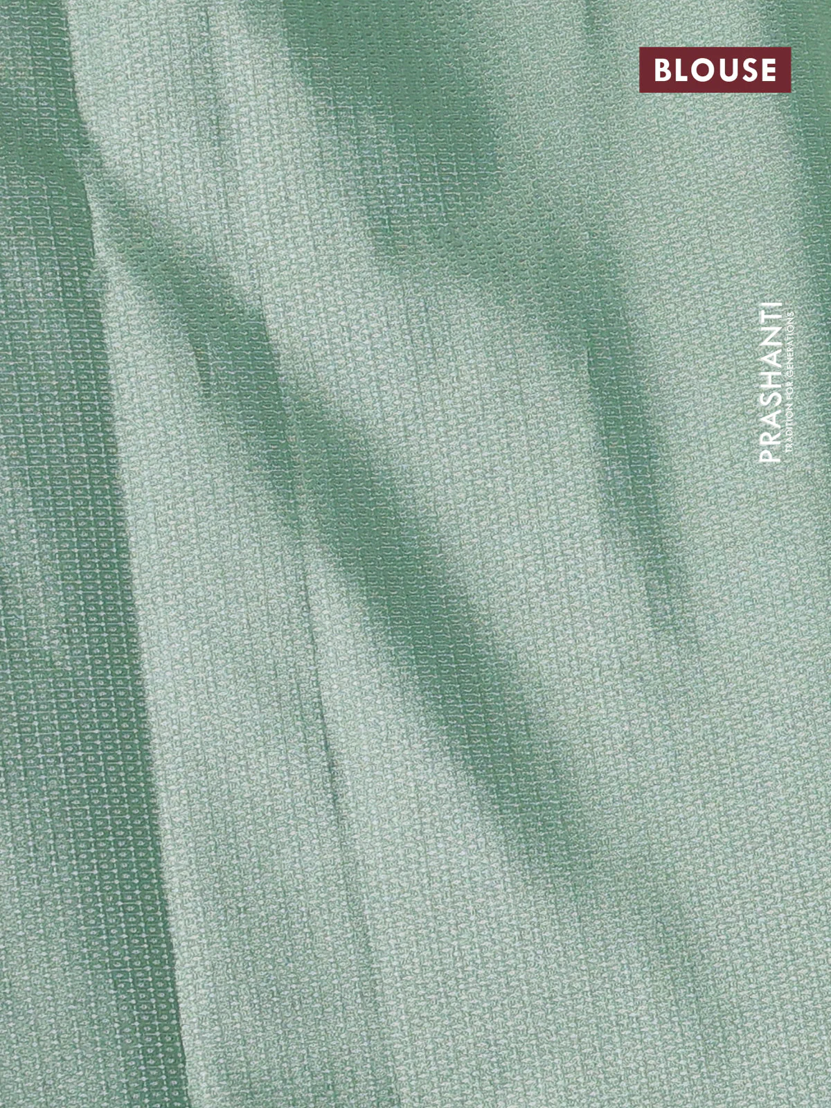 Tissue saree pastel green with embroidery work buttas and temple design zari border - Image 3