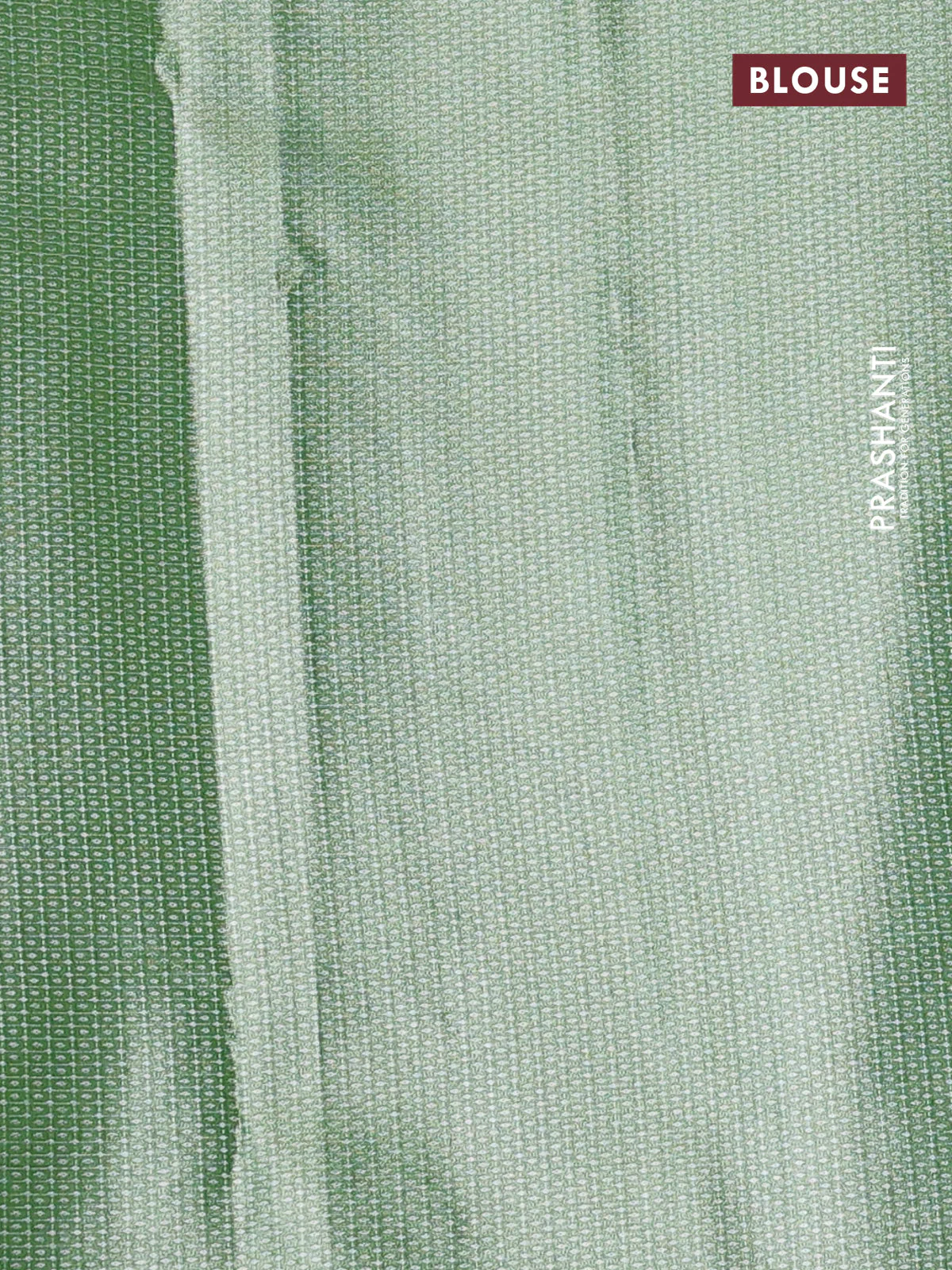 Tissue saree pastel green with embroidery work buttas and temple design zari border - Image 3