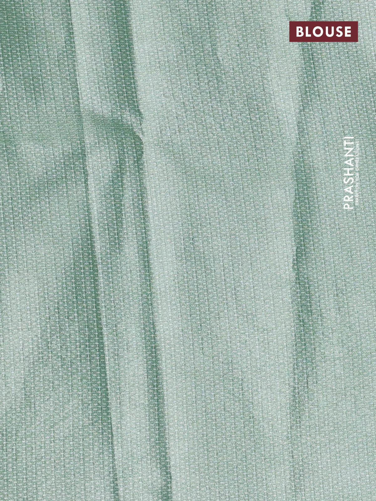 Tissue saree pastel green with embroidery work buttas and temple design zari border - Image 3