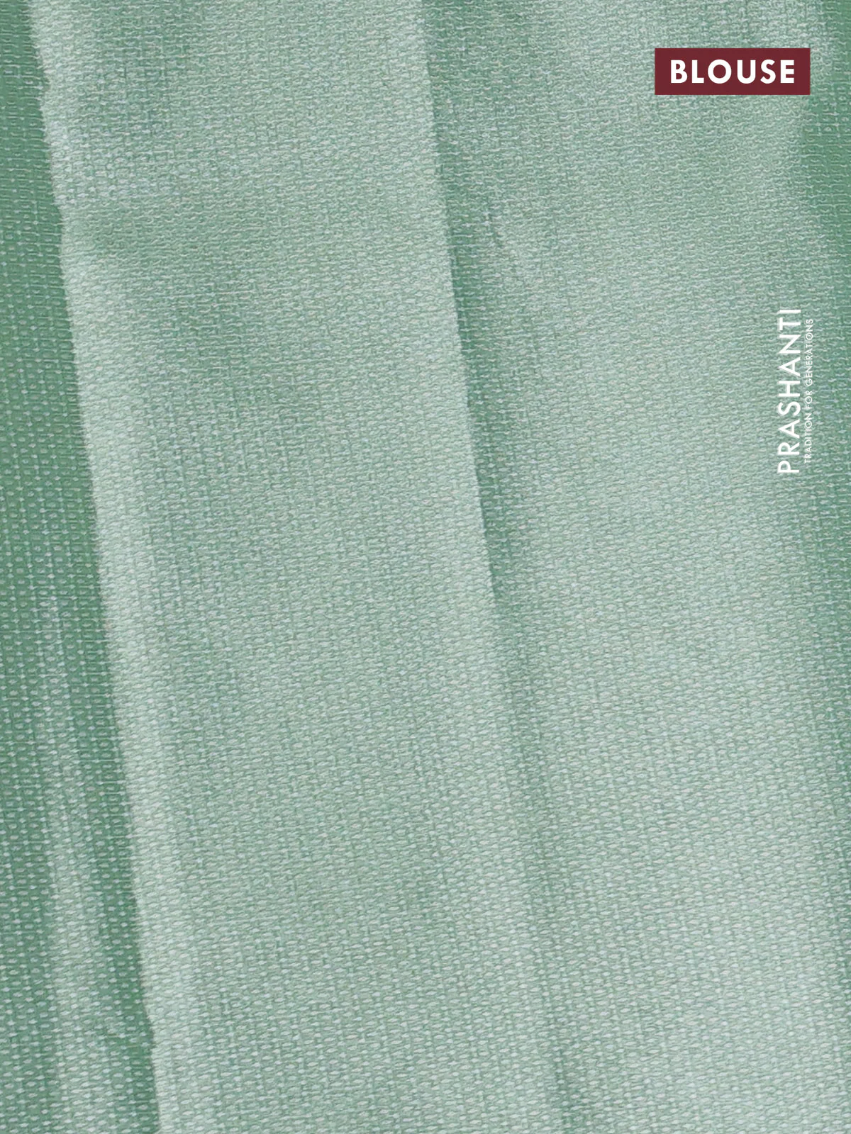 Tissue saree pastel green with embroidery work buttas and temple design zari border - Image 3