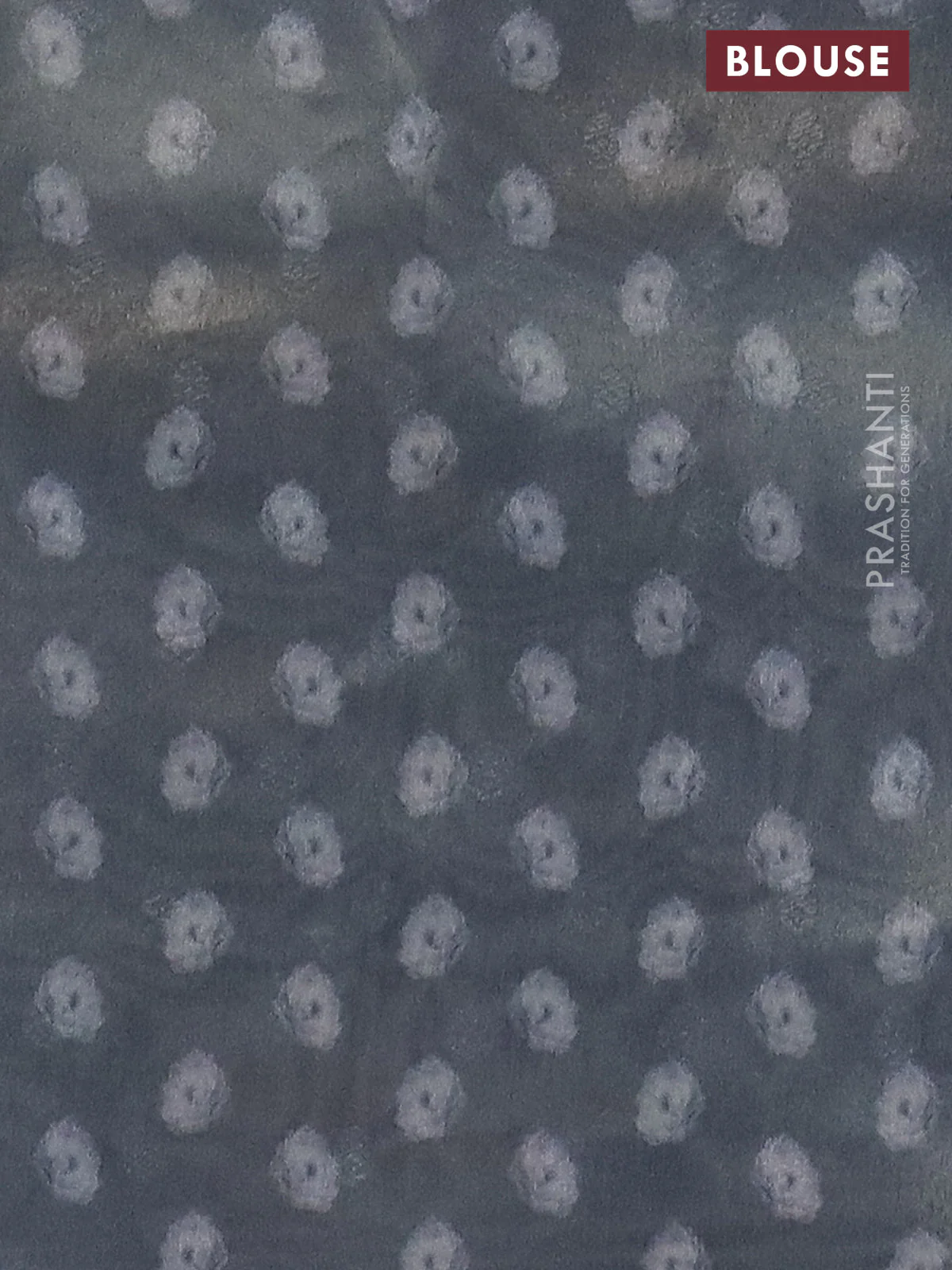 Tissue saree pastel grey and grey with allover zari weaves and floral digital printed border - Image 4