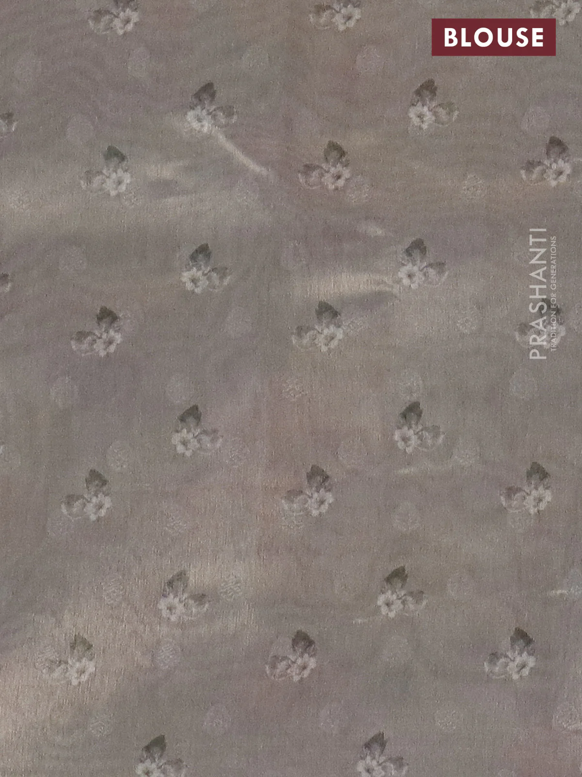 Tissue saree pastel lavender and grey shade with allover zari weaves and floral digital printed border - Image 4