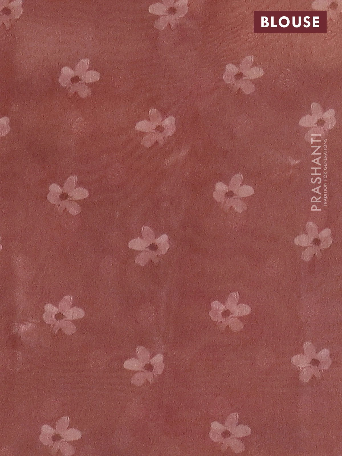 Tissue saree pastel peach with allover zari weaves and floral digital printed border - Image 4