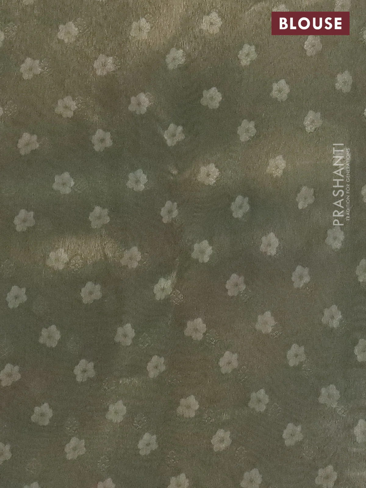 Tissue saree pastel pista green and green shade with allover zari weaves and floral digital printed border - Image 4