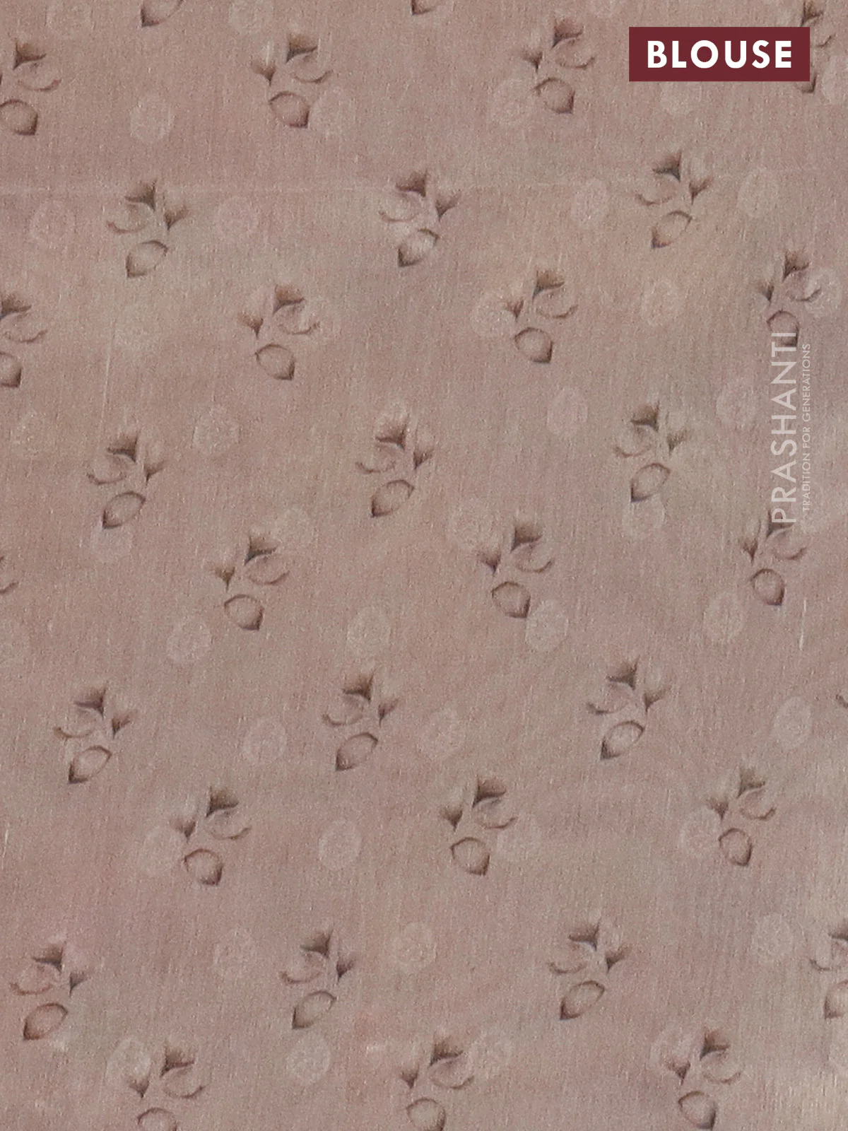 Tissue saree peach orange with allover zari weaves and floral digital printed border - Image 4