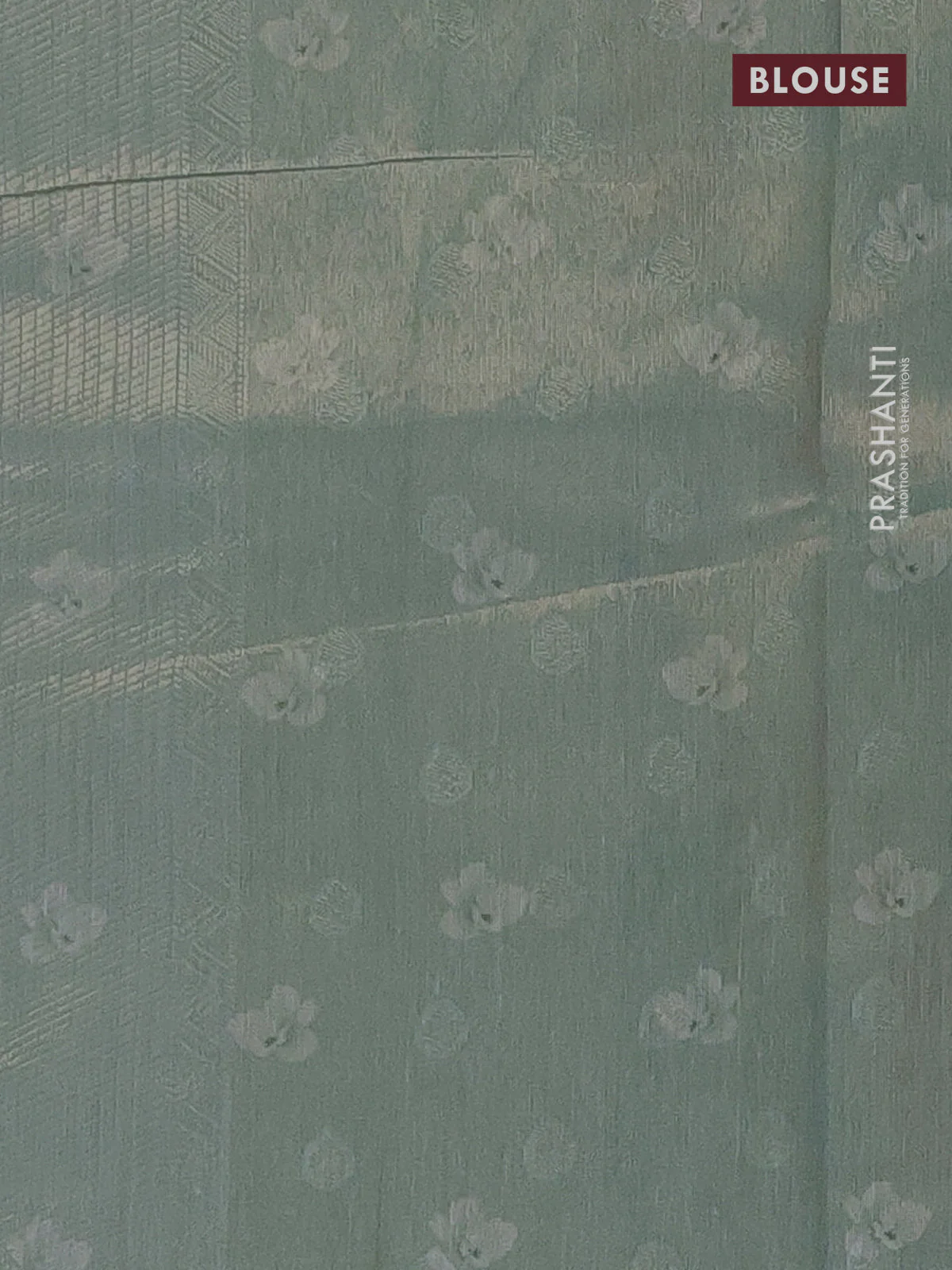 Tissue saree pista green shade and pastel green with allover zari weaves and floral digital printed border - Image 4
