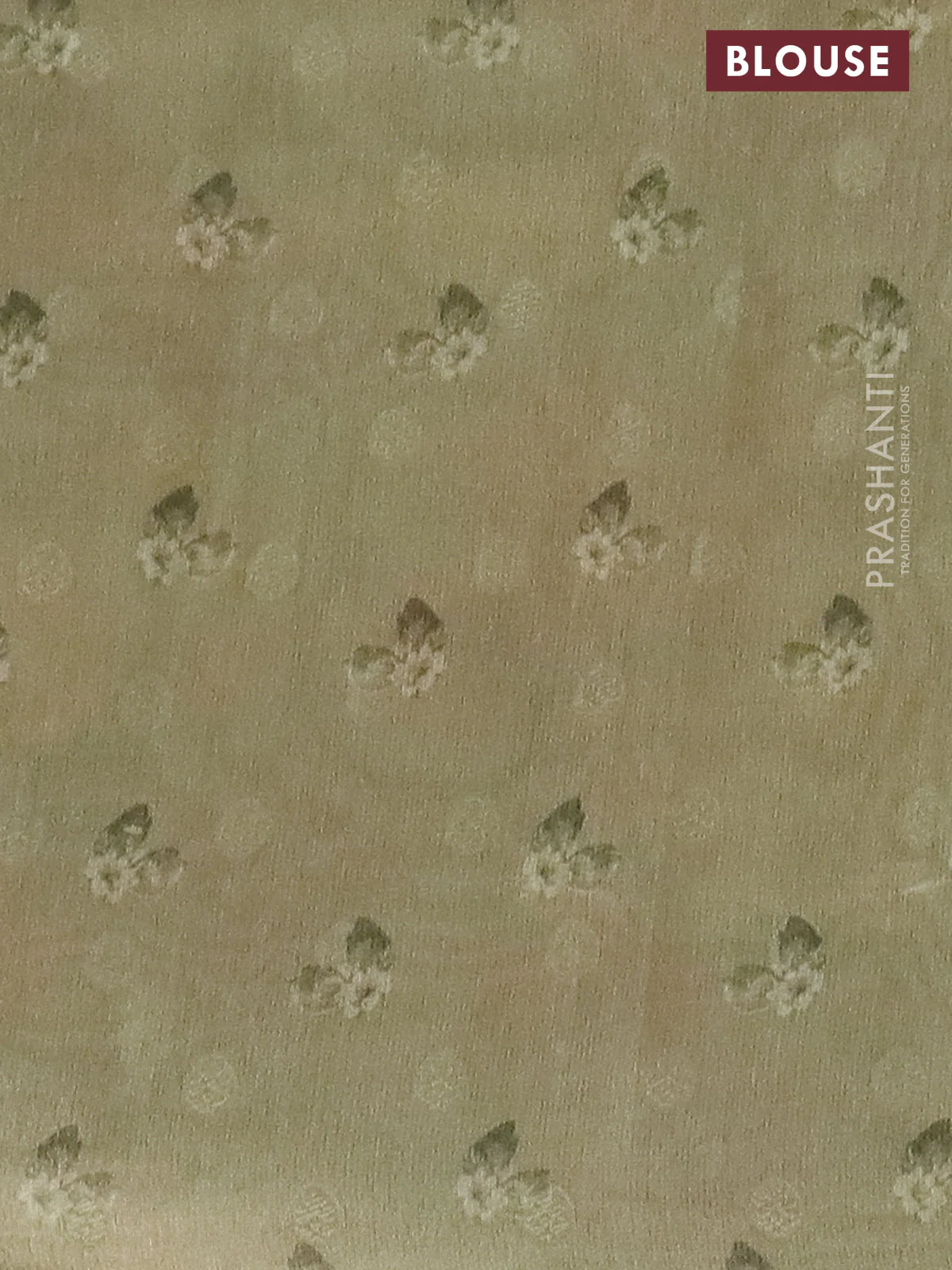 Tissue saree sandal and pastel green with allover zari weaves and floral digital printed border - Image 4