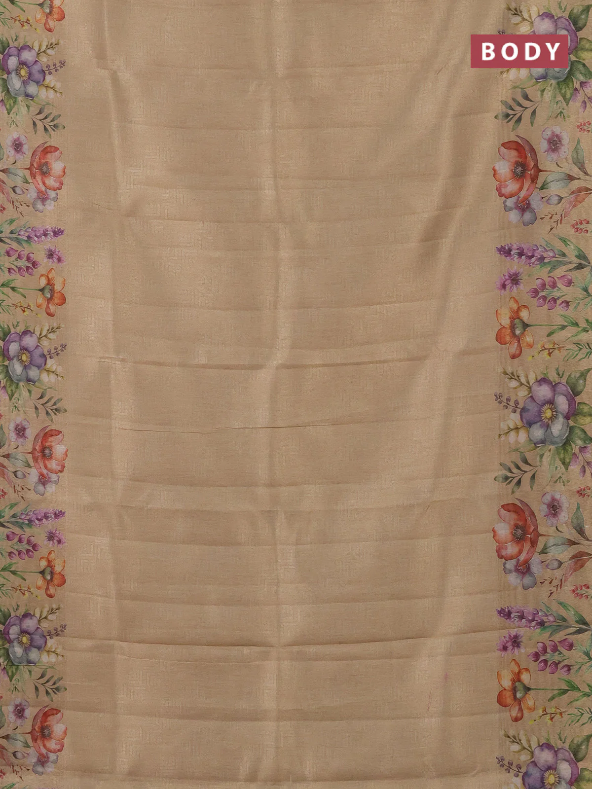 Tissue saree sandal with allover zari weaves and digital printed border - Image 2