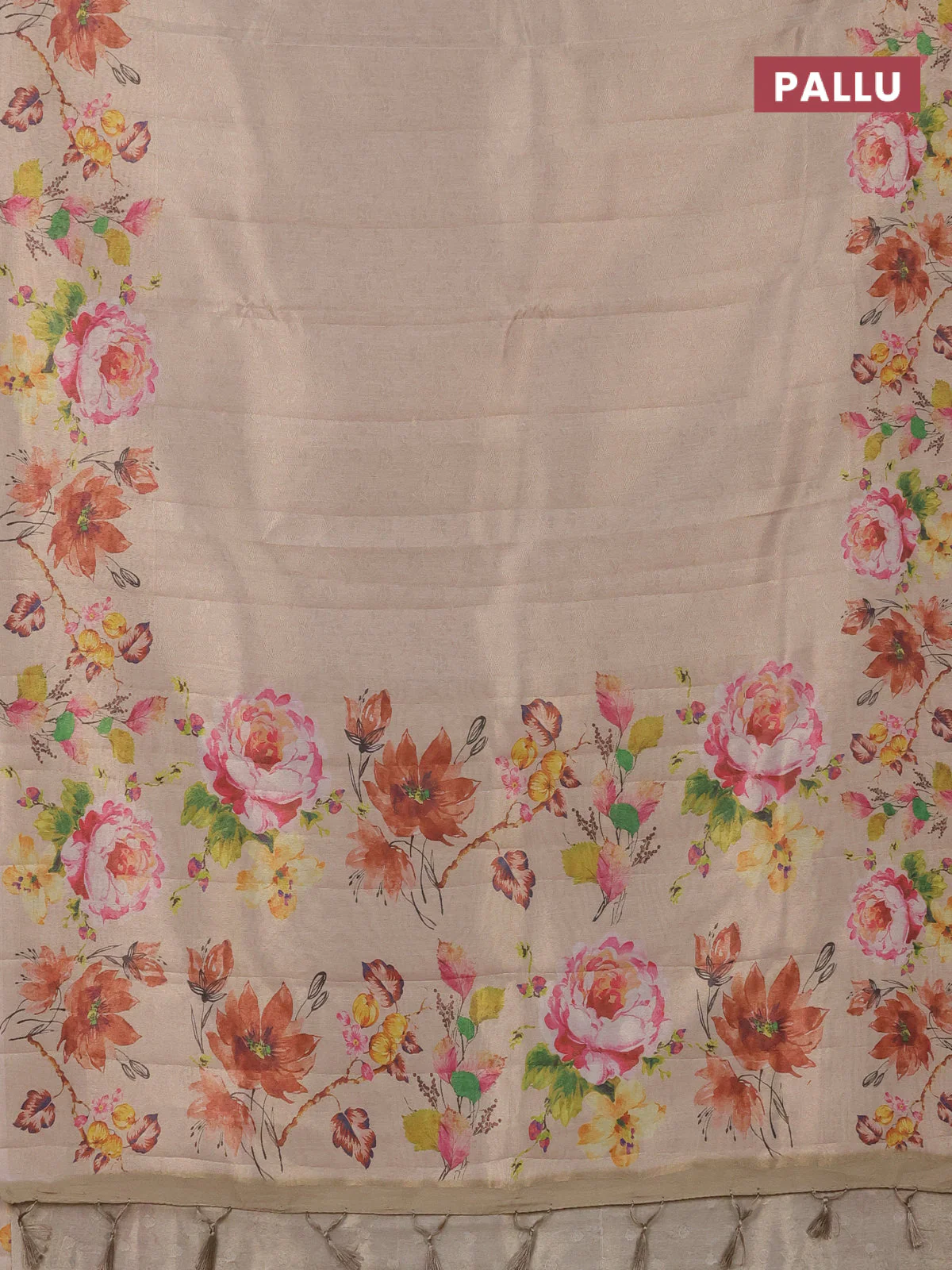 Tissue saree sandal with allover zari weaves and digital printed border - Image 3