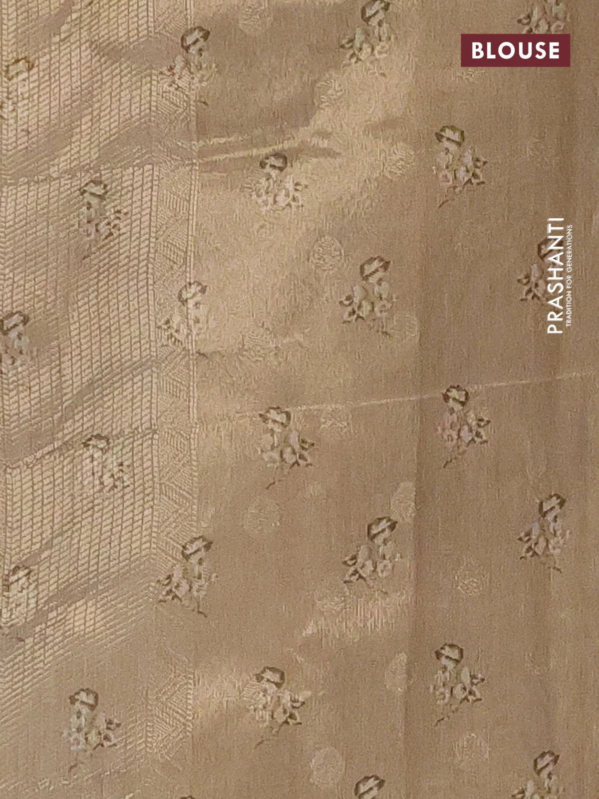 Tissue saree sandal with allover zari weaves and digital printed border - Image 4
