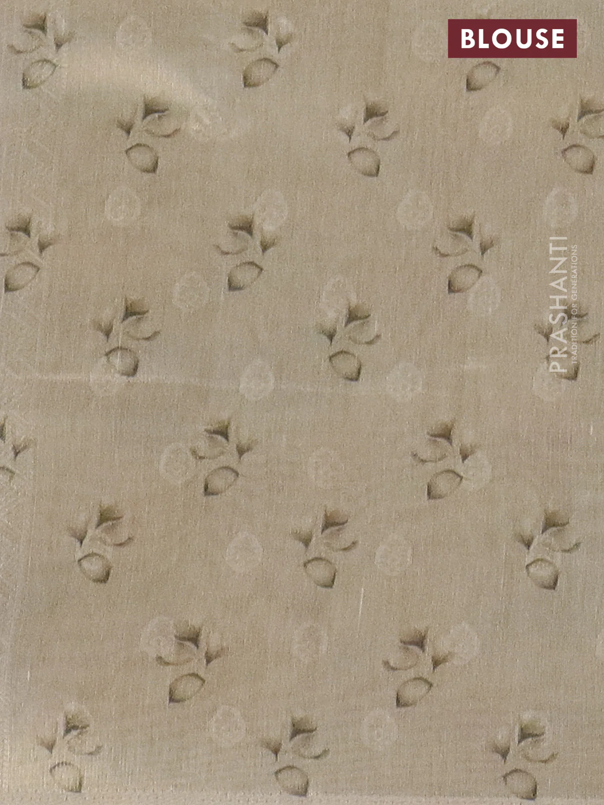Tissue saree sandal with allover zari weaves and floral digital printed border - Image 4