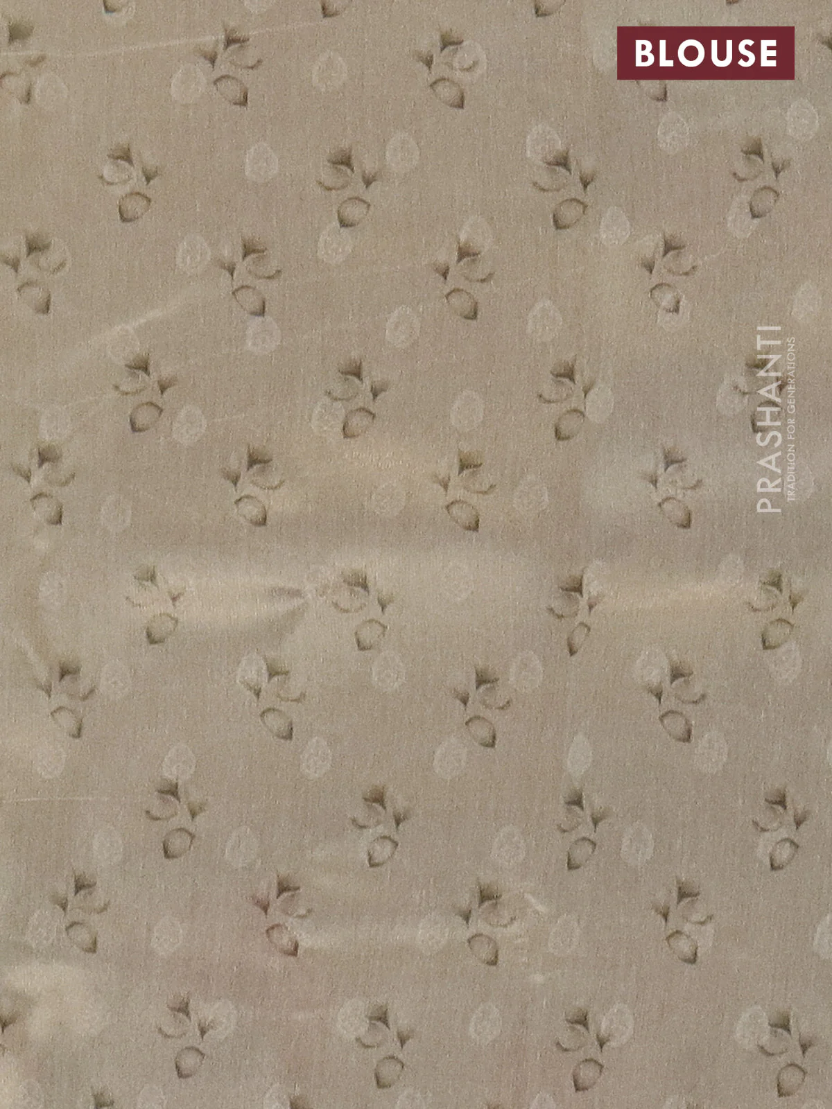 Tissue saree sandal with allover zari weaves and floral digital printed border - Image 4