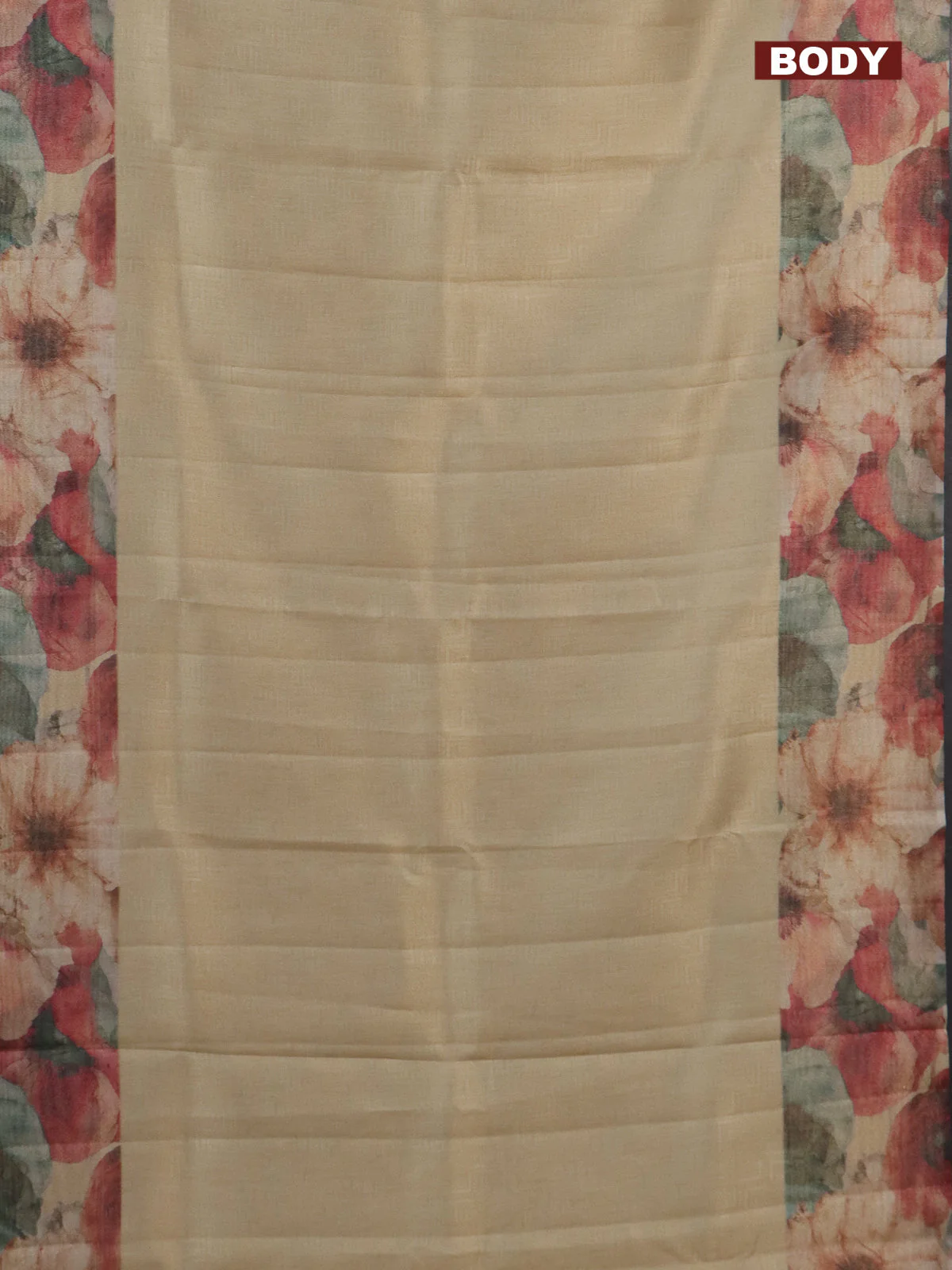 Tissue saree sandal with allover zari weaves and floral digital printed border - Image 2