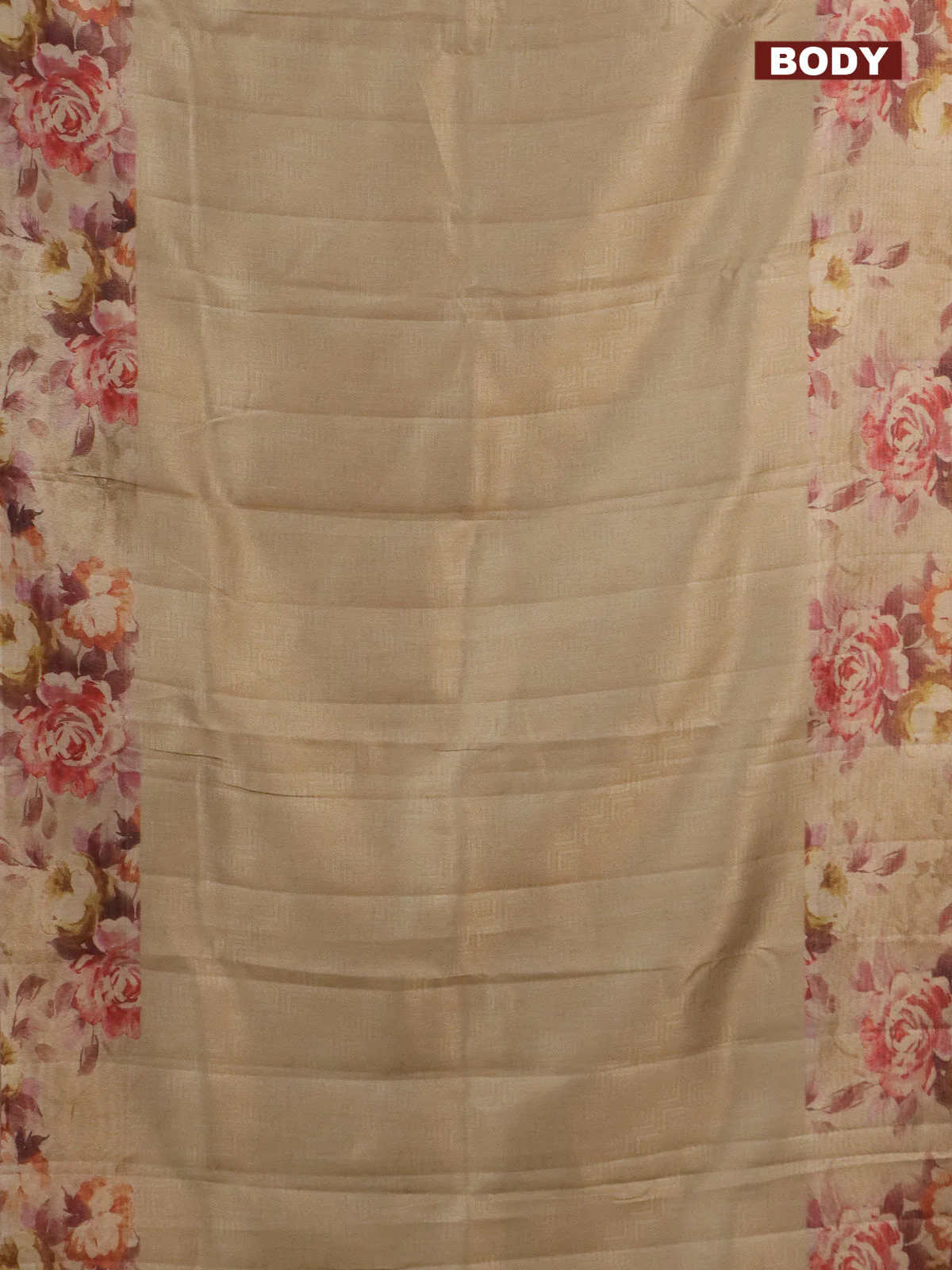 Tissue saree sandal with allover zari weaves and floral digital printed border - Image 2