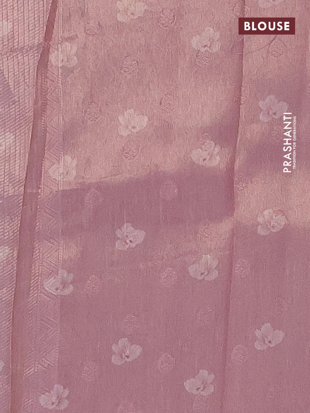 Tissue saree teal shade and pink with allover zari weaves and floral digital printed border - Image 4
