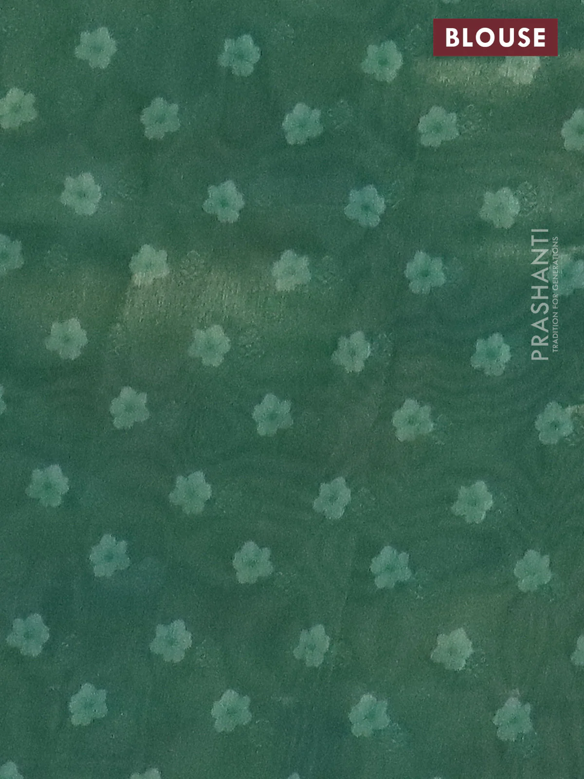 Tissue saree teal shade and teal green with allover zari weaves and floral digital printed border - Image 4